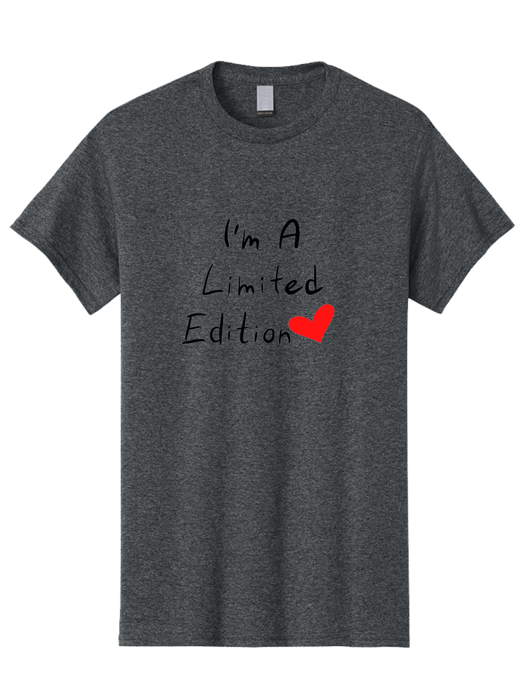 I-M-A-Limited-Edition Men'S Graphic Tee, 100% Cotton, Comfortable Casual Summer Wear, Machine Washable, Limited Edition, Unique, Exclusive, Special, One Of A Kind, Collectible, Red Heart, Handwritten Text, Bold Statement, Quirky Design -  Aaa069