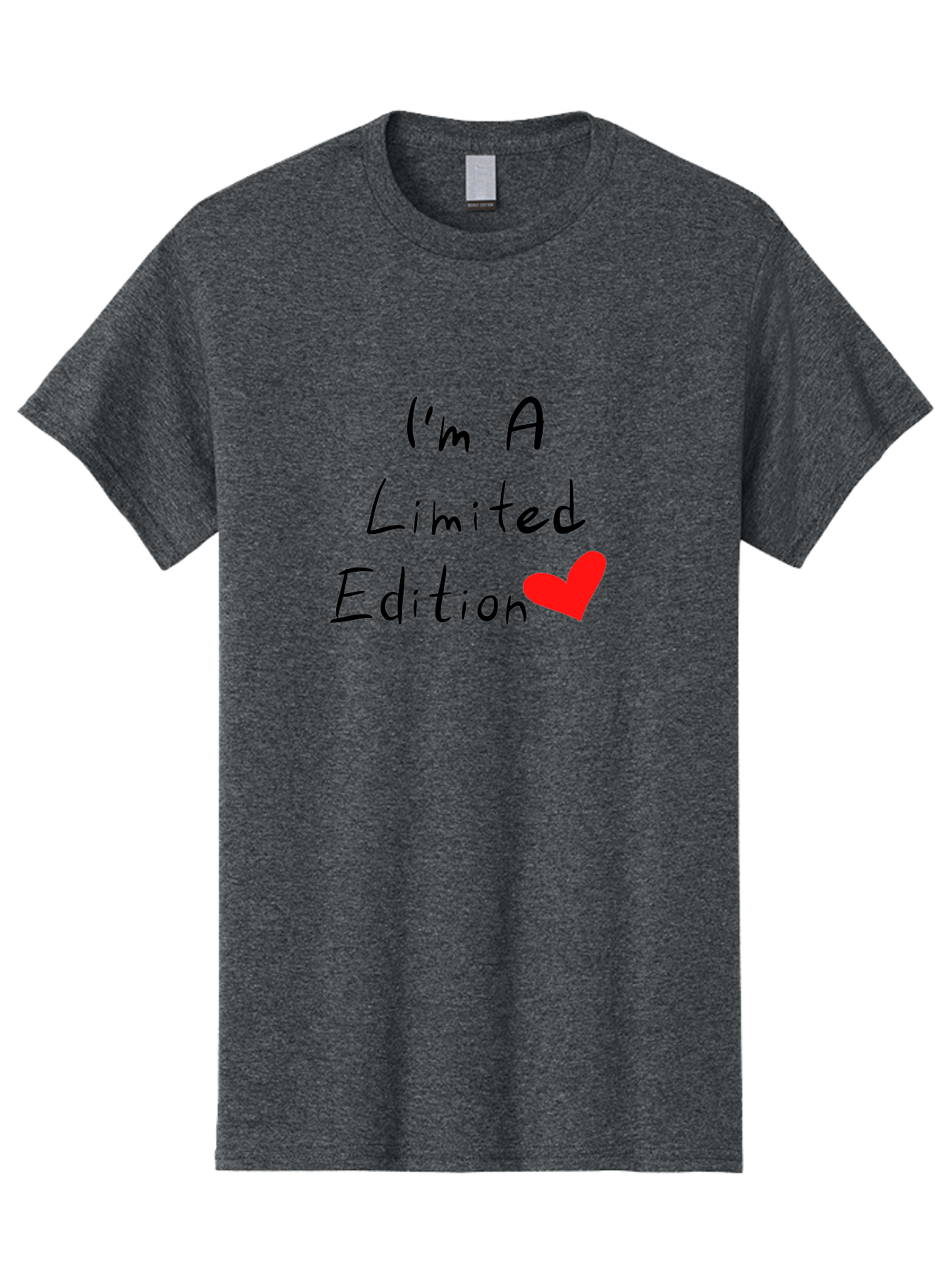 I-M-A-Limited-Edition Men'S Graphic Tee, 100% Cotton, Comfortable Casual Summer Wear, Machine Washable, Limited Edition, Unique, Exclusive, Special, One Of A Kind, Collectible, Red Heart, Handwritten Text, Bold Statement, Quirky Design -  Aaa069