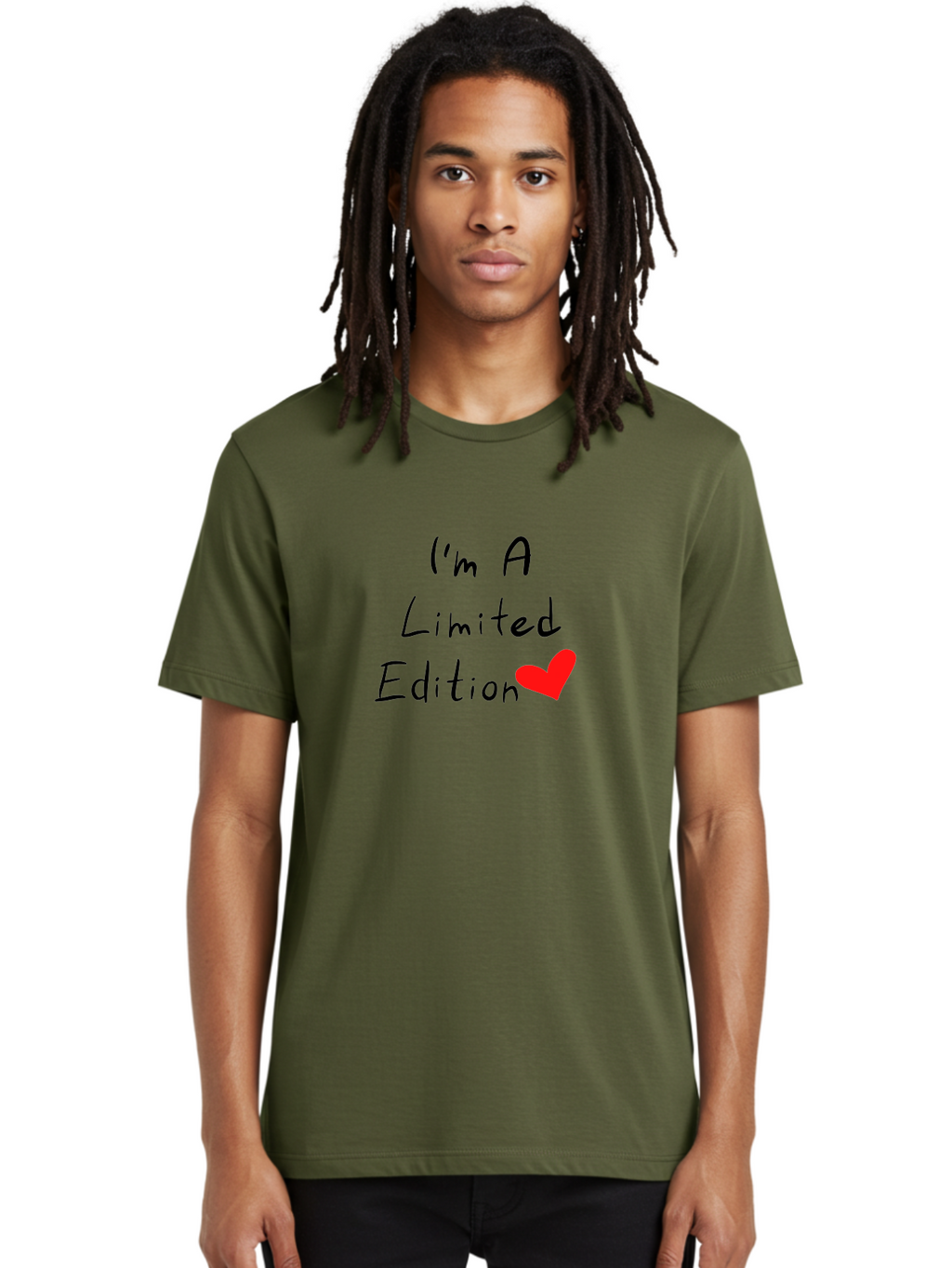 I-M-A-Limited-Edition Men'S Graphic Tee, 100% Cotton, Comfortable Casual Summer Wear, Machine Washable, Limited Edition, Unique, Exclusive, Special, One Of A Kind, Collectible, Red Heart, Handwritten Text, Bold Statement, Quirky Design -  Aaa069