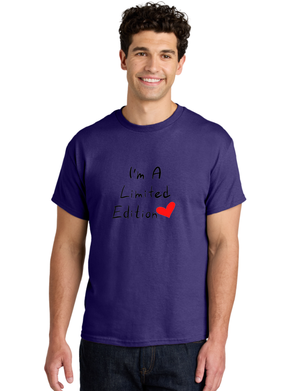 I-M-A-Limited-Edition Men'S Graphic Tee, 100% Cotton, Comfortable Casual Summer Wear, Machine Washable, Limited Edition, Unique, Exclusive, Special, One Of A Kind, Collectible, Red Heart, Handwritten Text, Bold Statement, Quirky Design -  Aaa069