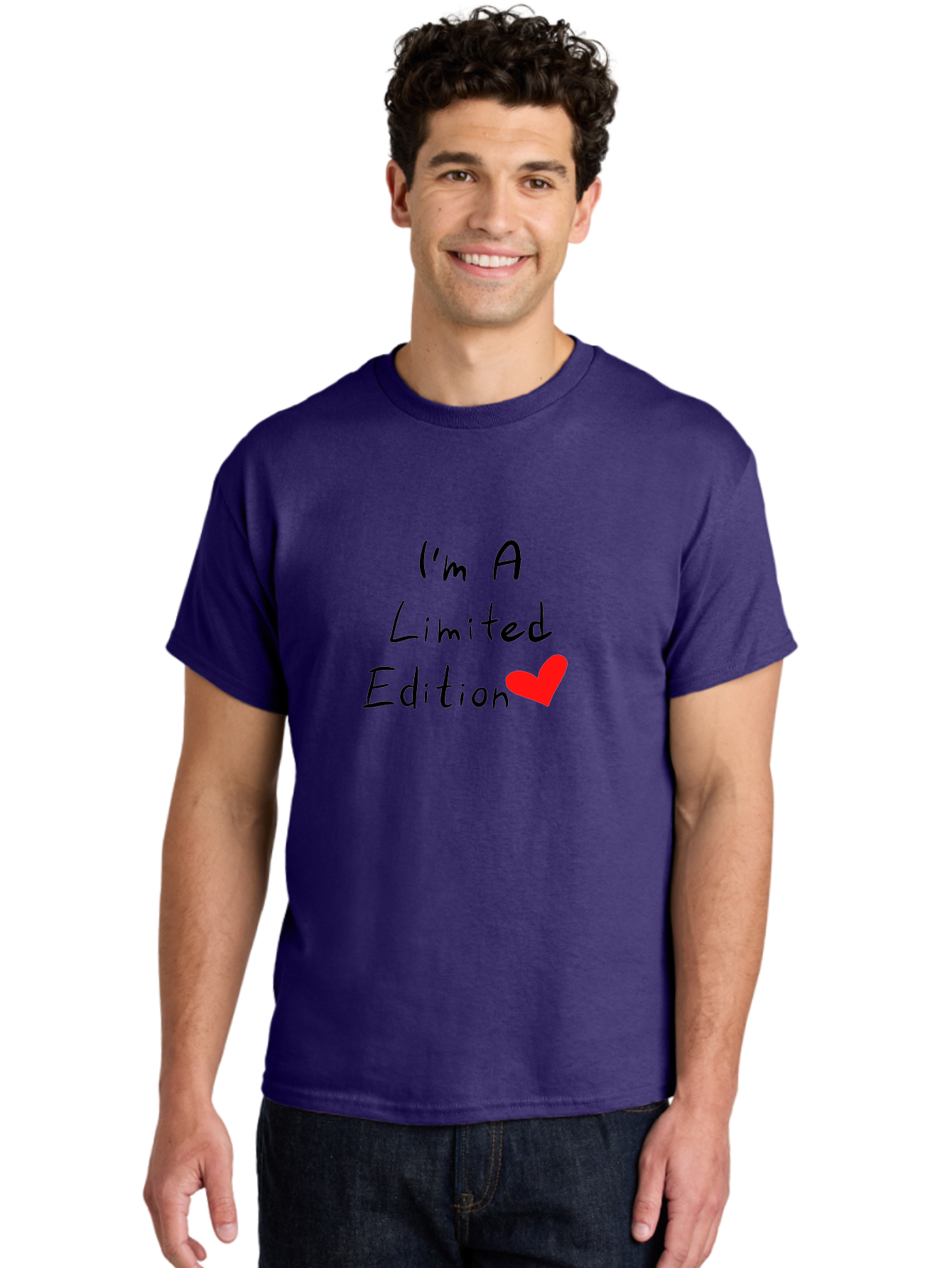 I-M-A-Limited-Edition Men'S Graphic Tee, 100% Cotton, Comfortable Casual Summer Wear, Machine Washable, Limited Edition, Unique, Exclusive, Special, One Of A Kind, Collectible, Red Heart, Handwritten Text, Bold Statement, Quirky Design -  Aaa069