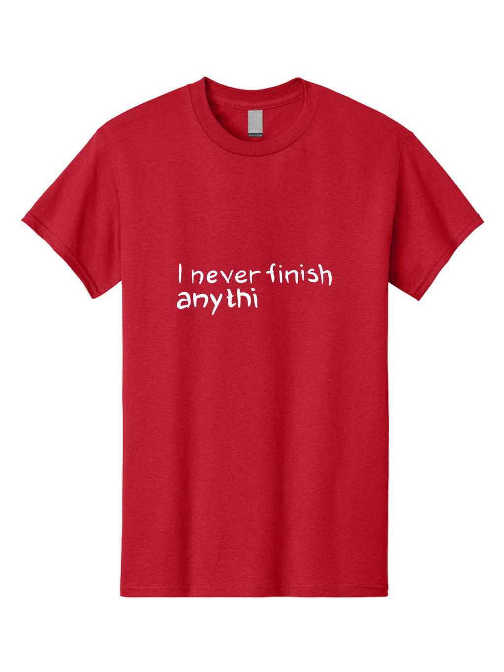I-Never-Finish-Anythi Men'S Graphic Tee, 100% Cotton, Comfortable Casual Summer Wear, Machine Washable, Humorous Quote, Witty Phrase, Playful Typography, Funny Saying, Relatable Humor, Satirical Message, I Never Finish Anythi -  Aaa076