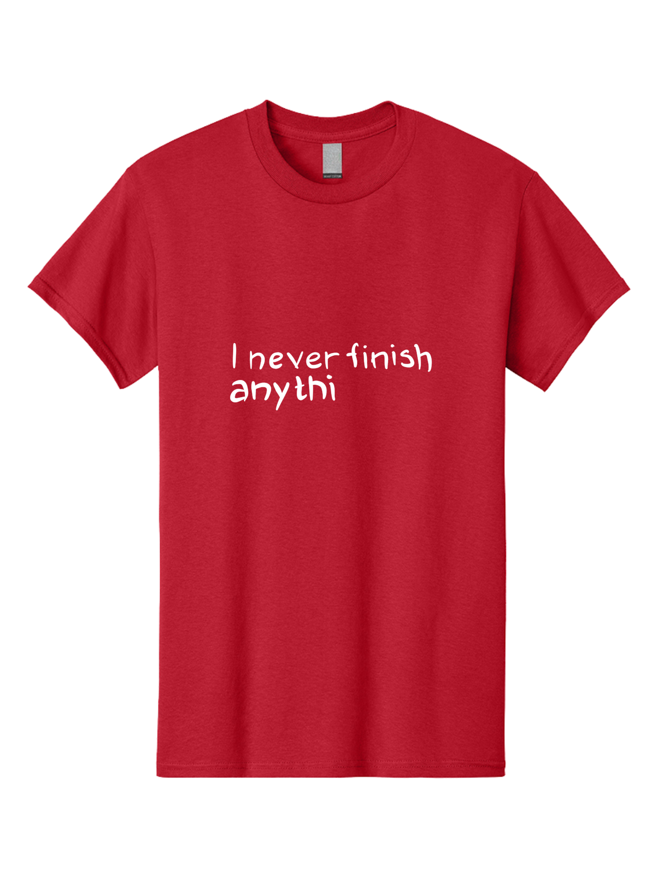 I-Never-Finish-Anythi Men'S Graphic Tee, 100% Cotton, Comfortable Casual Summer Wear, Machine Washable, Humorous Quote, Witty Phrase, Playful Typography, Funny Saying, Relatable Humor, Satirical Message, I Never Finish Anythi -  Aaa076
