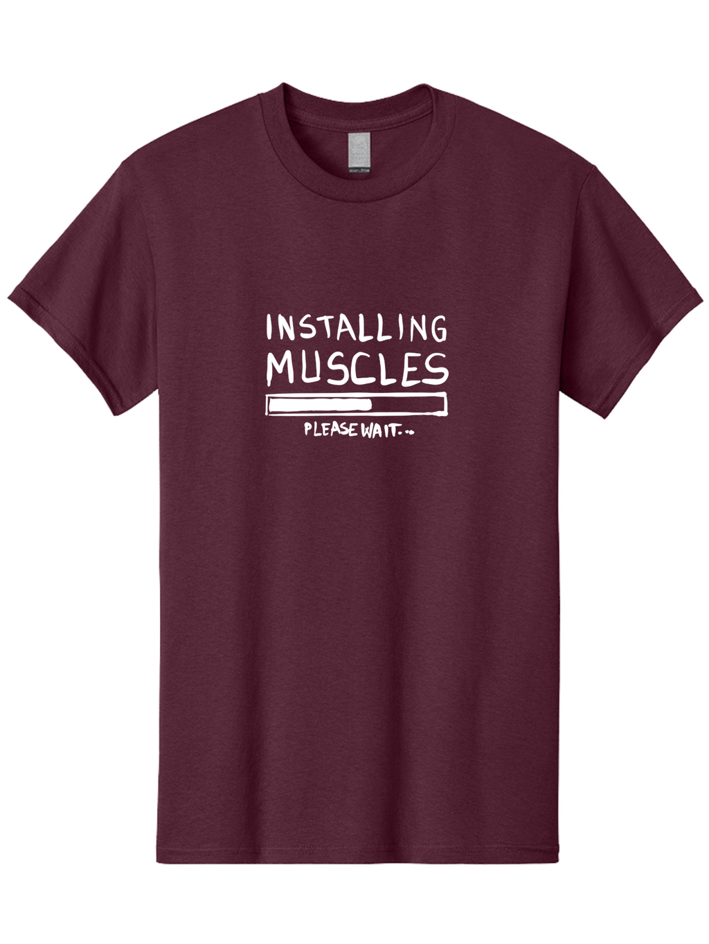 Installing-Muscles Men'S Graphic Tee, 100% Cotton, Comfortable Casual Summer Wear, Machine Washable, Installing Muscles, Gym Humor, Fitness Motivation, Progress Bar, Workout Joke, Please Wait, Fitness Quote -  Aaa081
