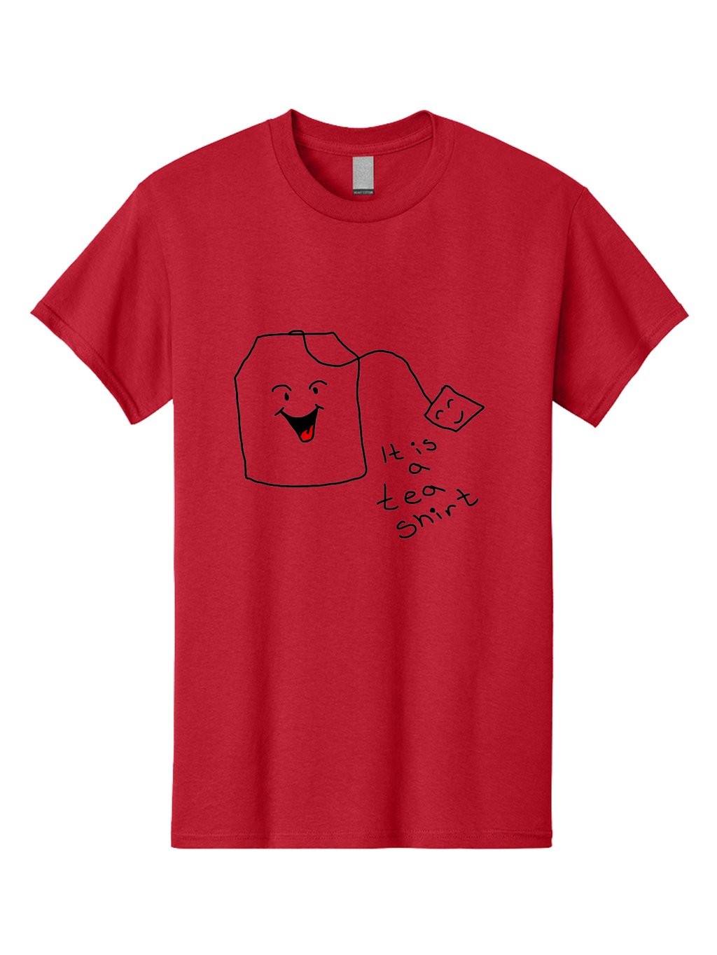 It-Is-Tea-Shirt Men'S Graphic Tee, 100% Cotton, Comfortable Casual Summer Wear, Machine Washable, Funny Pun, Cartoon Character, Tea Cup, Smiling Face, Tea Bag, Playful Joke, Wordplay, Humorous Image, Cute Design, Simple Drawing, Comical Art -  Aaa082
