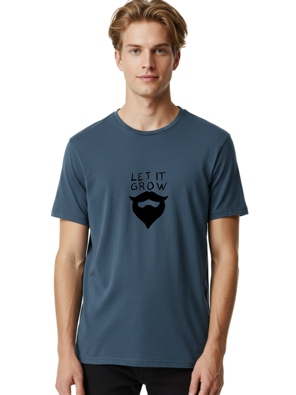 Let-It-Grow Men'S Graphic Tee, 100% Cotton, Comfortable Casual Summer Wear, Machine Washable, Beard Care, Facial Hair, Grooming, Let It Grow, Beard Growth, Hipster Style, Beard Maintenance, Beard Products -  Aaa086
