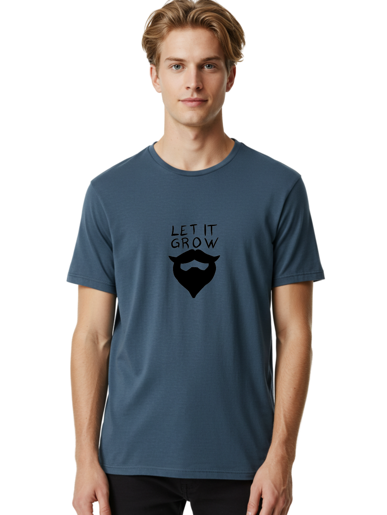 Let-It-Grow Men'S Graphic Tee, 100% Cotton, Comfortable Casual Summer Wear, Machine Washable, Beard Care, Facial Hair, Grooming, Let It Grow, Beard Growth, Hipster Style, Beard Maintenance, Beard Products -  Aaa086