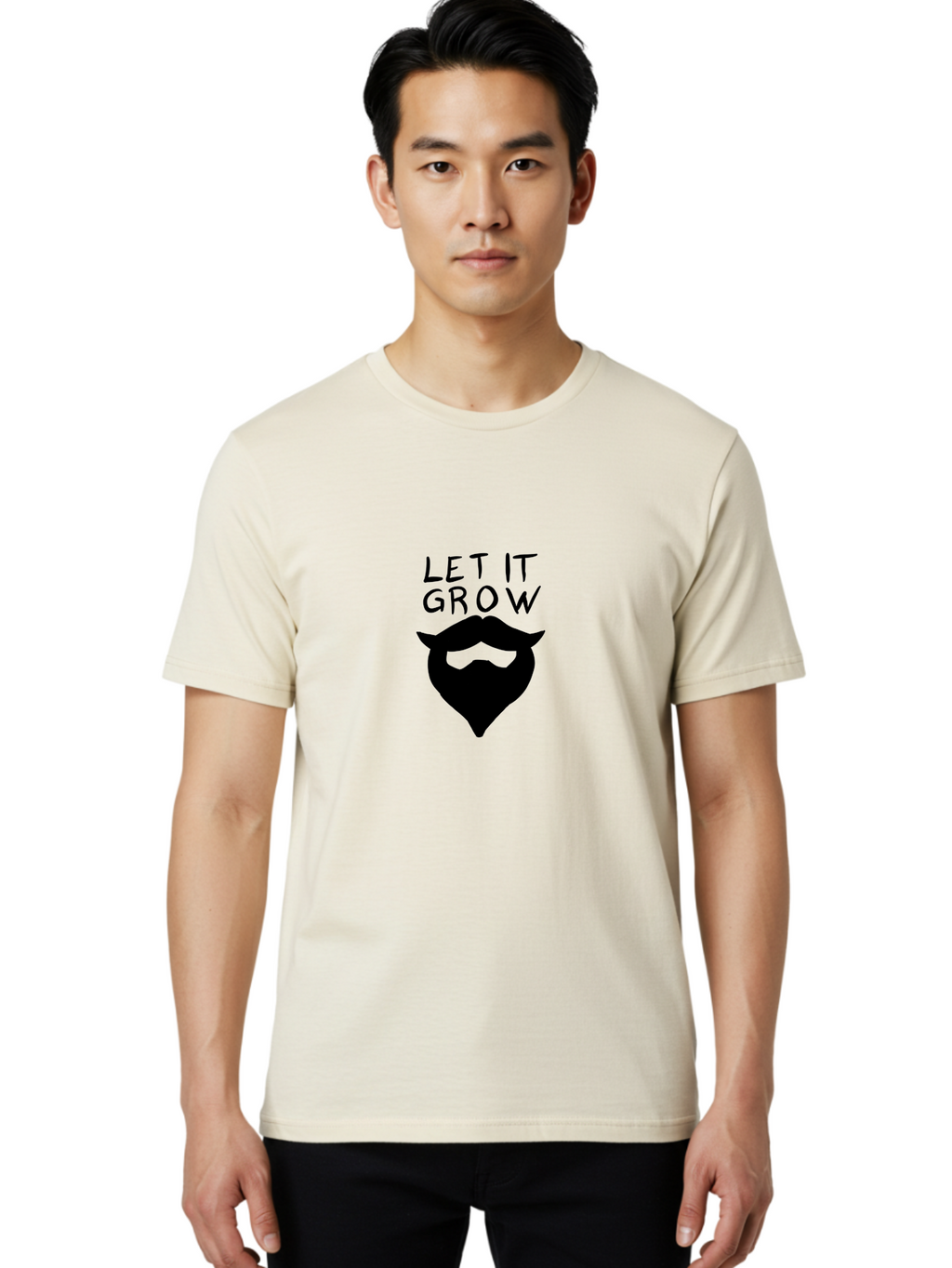Let-It-Grow Men'S Graphic Tee, 100% Cotton, Comfortable Casual Summer Wear, Machine Washable, Beard Care, Facial Hair, Grooming, Let It Grow, Beard Growth, Hipster Style, Beard Maintenance, Beard Products -  Aaa086