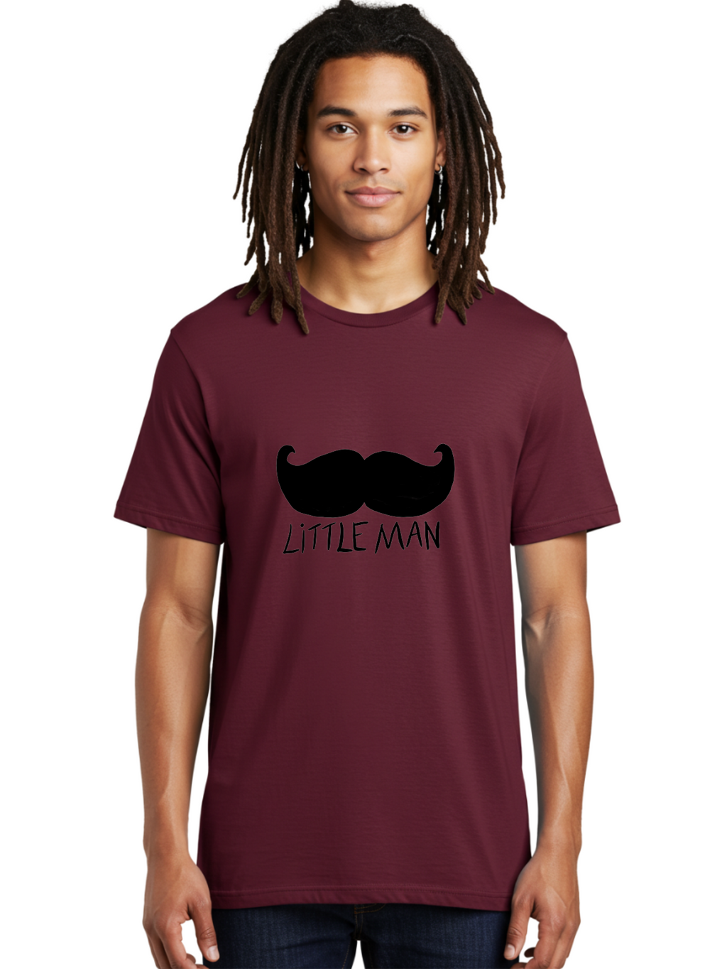 Little-Man Men'S Graphic Tee, 100% Cotton, Comfortable Casual Summer Wear, Machine Washable, Mustache Graphic, Little Man, Fashionable Mustache, Stylish Facial Hair, Masculine Logo, Bold Design, Minimalist Style -  Aaa089
