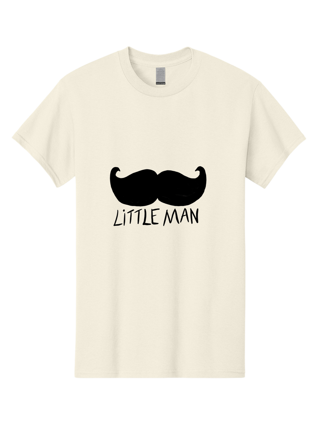 Little-Man Men'S Graphic Tee, 100% Cotton, Comfortable Casual Summer Wear, Machine Washable, Mustache Graphic, Little Man, Fashionable Mustache, Stylish Facial Hair, Masculine Logo, Bold Design, Minimalist Style -  Aaa089