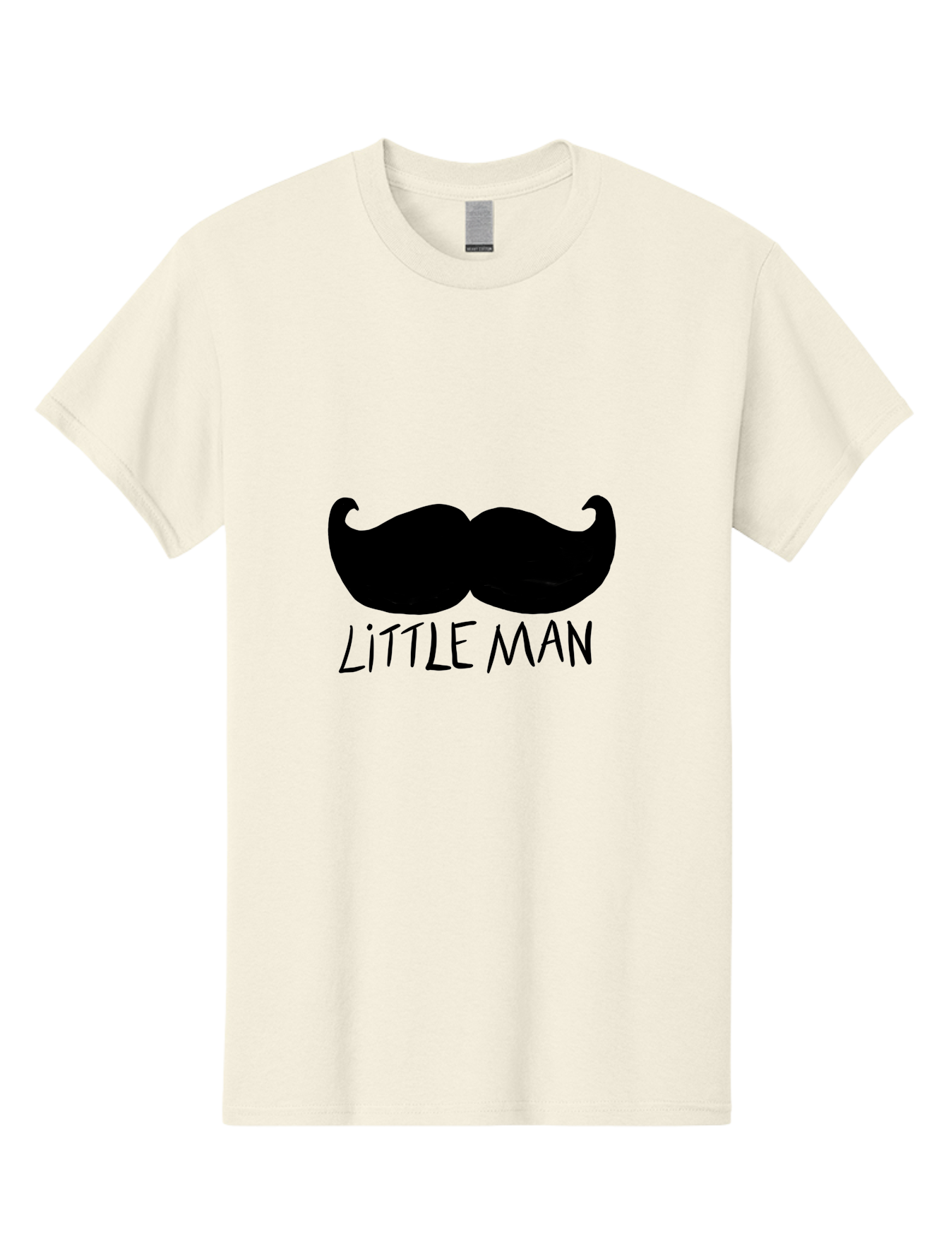 Little-Man Men'S Graphic Tee, 100% Cotton, Comfortable Casual Summer Wear, Machine Washable, Mustache Graphic, Little Man, Fashionable Mustache, Stylish Facial Hair, Masculine Logo, Bold Design, Minimalist Style -  Aaa089