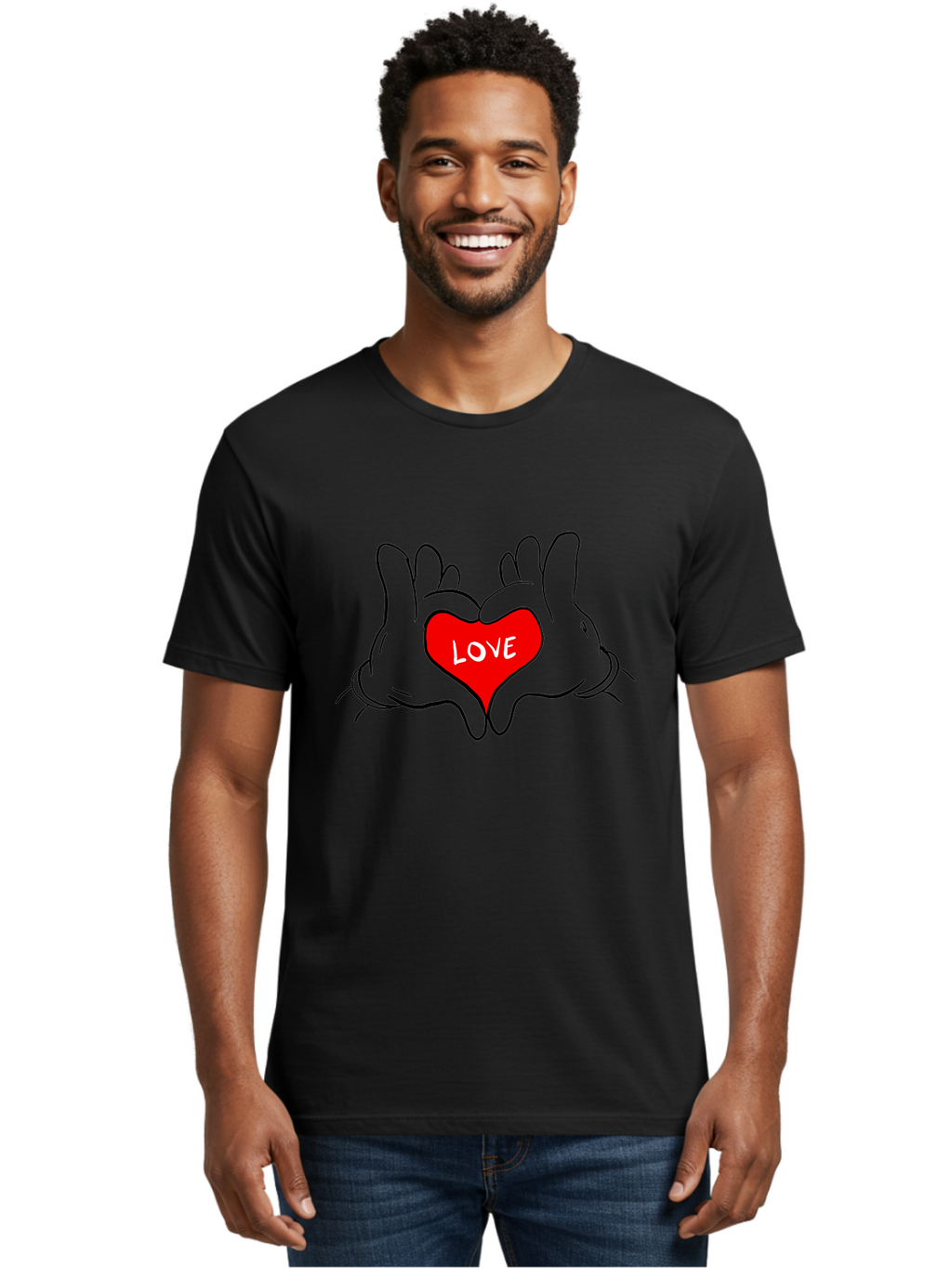 Love-Heart-Hands Men'S Graphic Tee, 100% Cotton, Comfortable Casual Summer Wear, Machine Washable, Hand Holding Heart, Symbol Of Love, Heart Shape, Love Message, Red Heart, Hands Together, Love Gesture, Heartwarming Symbol -  Aaa091