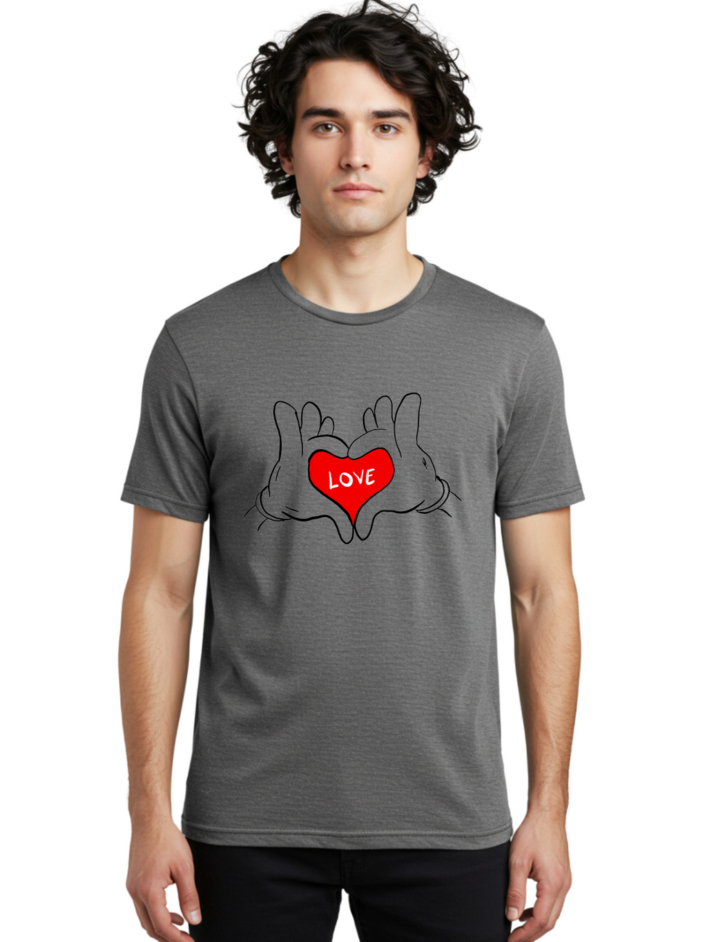 Love-Heart-Hands Men'S Graphic Tee, 100% Cotton, Comfortable Casual Summer Wear, Machine Washable, Hand Holding Heart, Symbol Of Love, Heart Shape, Love Message, Red Heart, Hands Together, Love Gesture, Heartwarming Symbol -  Aaa091