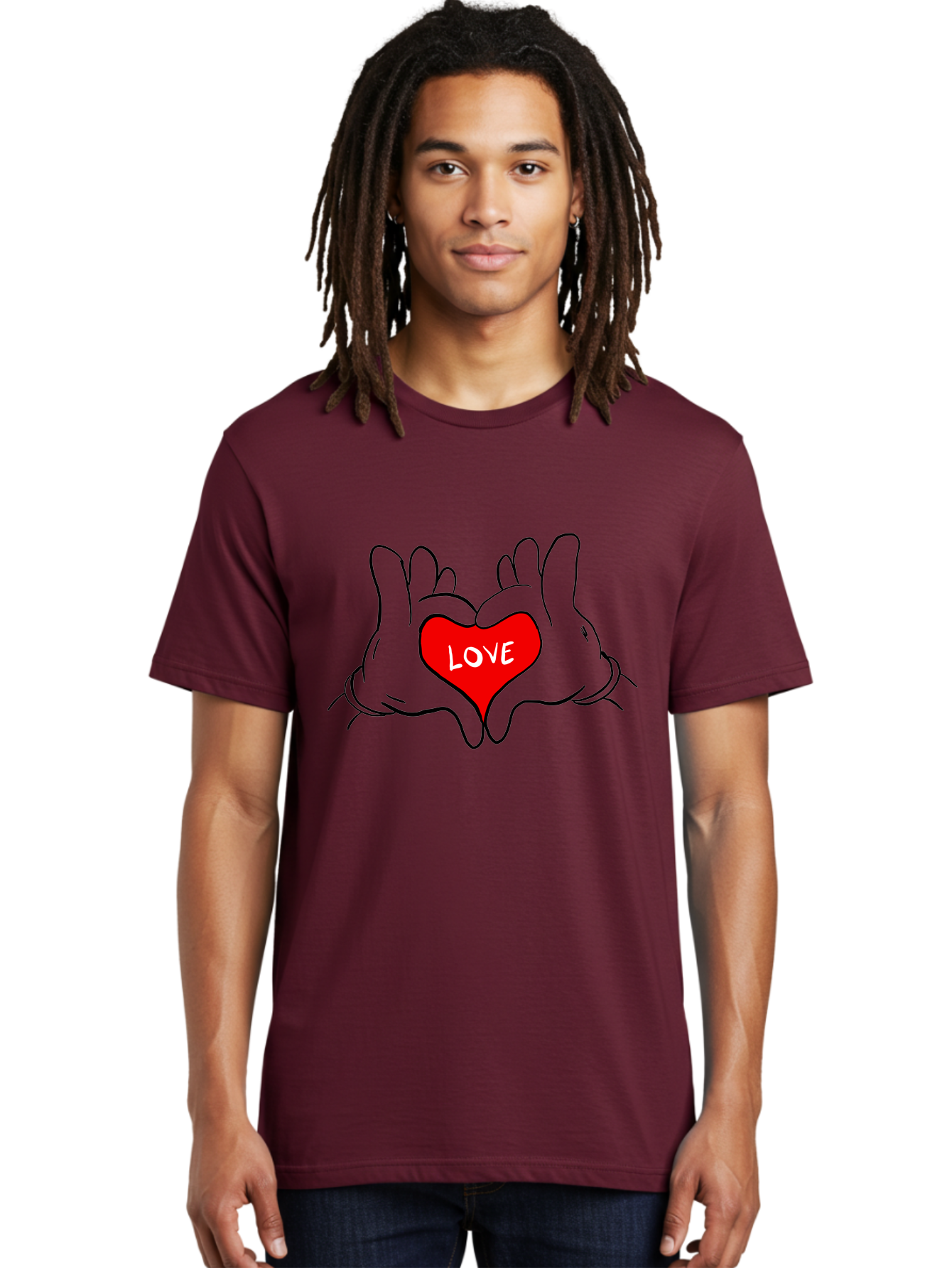 Love-Heart-Hands Men'S Graphic Tee, 100% Cotton, Comfortable Casual Summer Wear, Machine Washable, Hand Holding Heart, Symbol Of Love, Heart Shape, Love Message, Red Heart, Hands Together, Love Gesture, Heartwarming Symbol -  Aaa091
