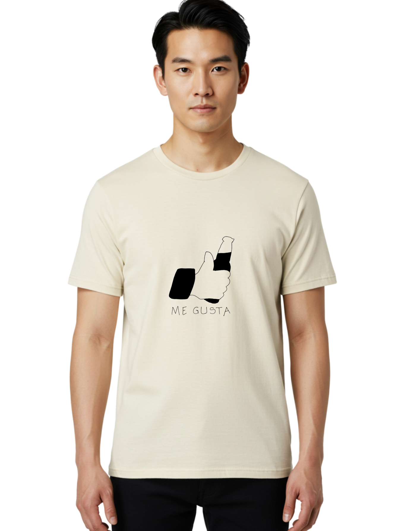 Me-Gusta Men'S Graphic Tee, 100% Cotton, Comfortable Casual Summer Wear, Machine Washable, Thumbs Up Symbol, Me Gusta Text, Approval Gesture, Hand Icon, Like Symbol, Social Media Approval, Spanish Phrase, Positive Feedback, Endorsement Icon -  Aaa093
