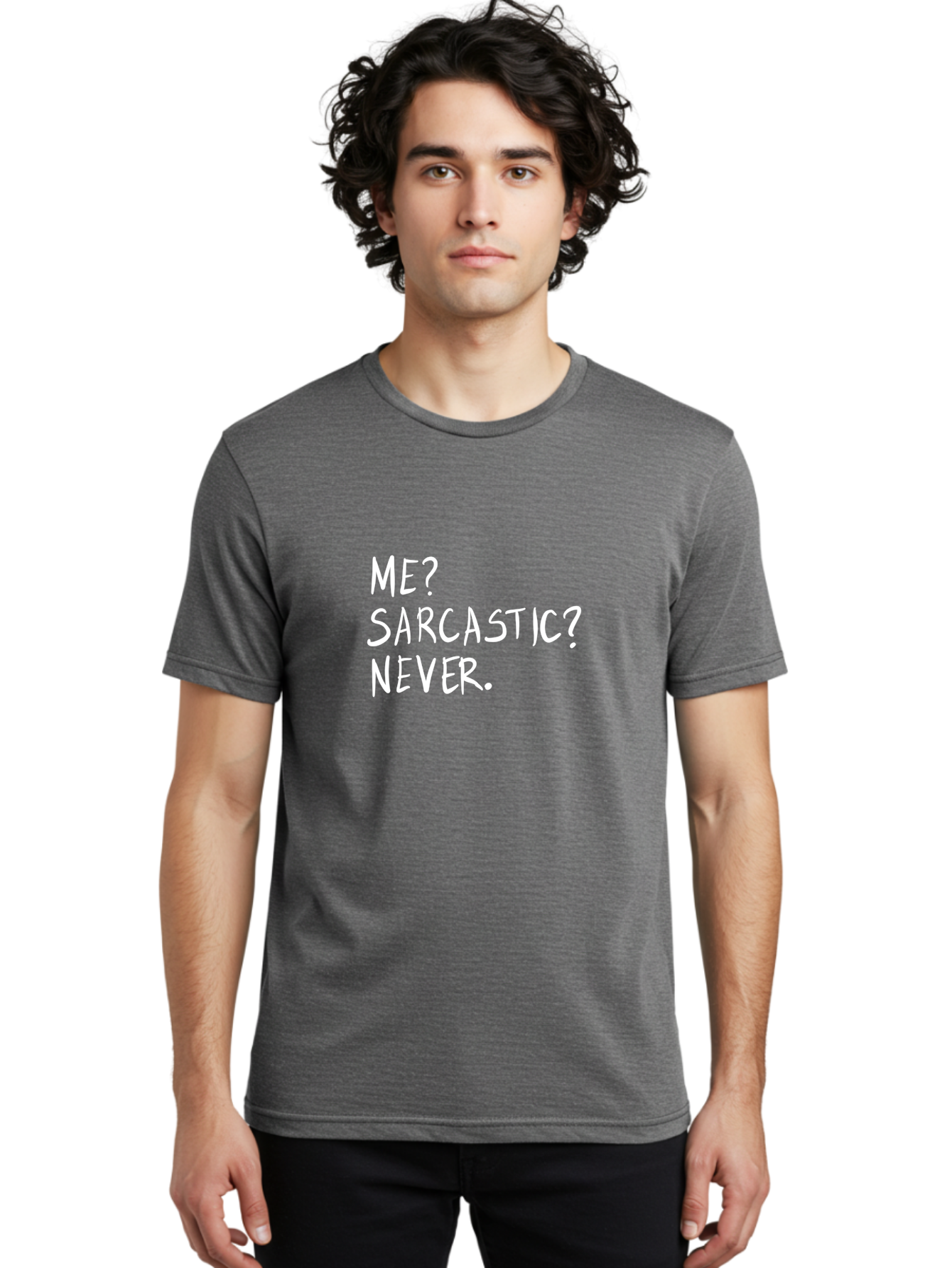 Me-Sarcastic-Never Men'S Graphic Tee, 100% Cotton, Comfortable Casual Summer Wear, Machine Washable, Sarcastic Humor, Funny Quote, Witty Saying, Ironic Phrase, Humorous Meme, Playful Banter, Tongue-In-Cheek Remark -  Aaa094