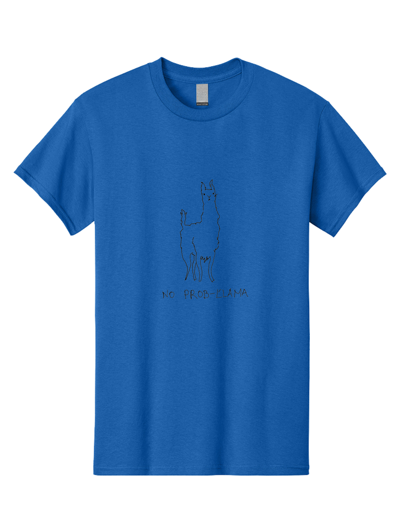 No-Prob-Llama Men'S Graphic Tee, 100% Cotton, Comfortable Casual Summer Wear, Machine Washable, Funny Llama, Simple Illustration, Cute Animal, Punny Phrase, Humorous Design, Quirky Art, Playful Joke, Llama Graphics -  Aaa099