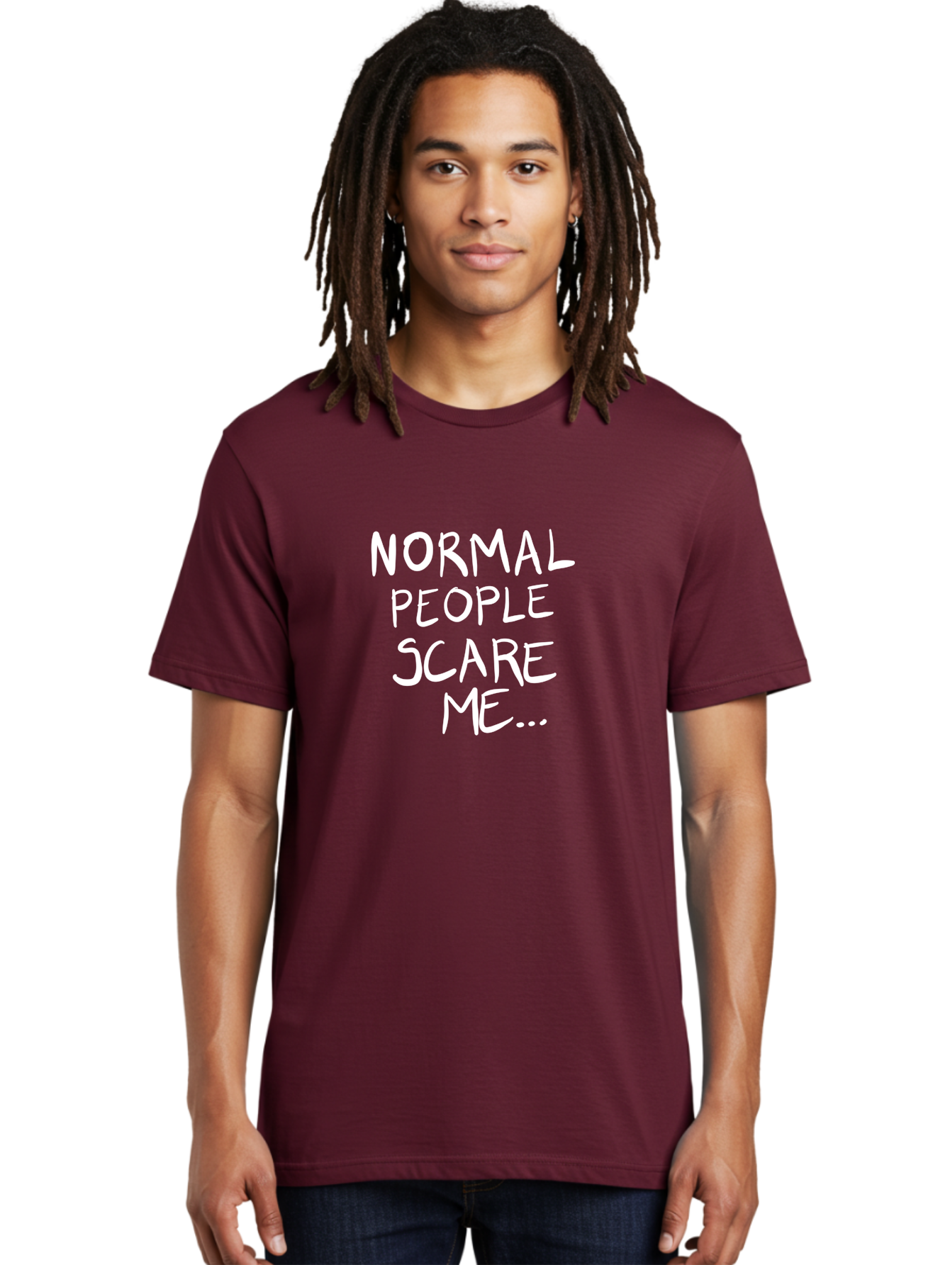 Normal-People-Scare-Me Men'S Graphic Tee, 100% Cotton, Comfortable Casual Summer Wear, Machine Washable, Normal People Scare Me, Inspirational Quotes, Funny Sayings, Quirky Humor, Handwritten Text, Bold Statements, Sarcastic Expression -  Aaa102