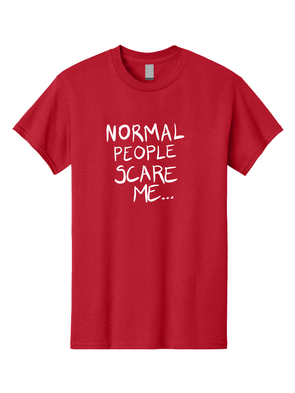 Normal-People-Scare-Me Men'S Graphic Tee, 100% Cotton, Comfortable Casual Summer Wear, Machine Washable, Normal People Scare Me, Inspirational Quotes, Funny Sayings, Quirky Humor, Handwritten Text, Bold Statements, Sarcastic Expression -  Aaa102