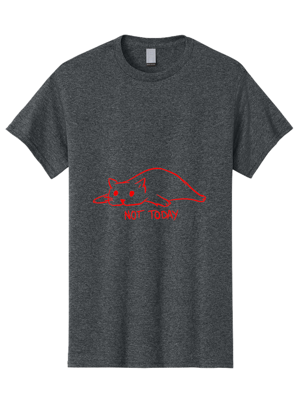 Not-Today-Cat Men'S Graphic Tee, 100% Cotton, Comfortable Casual Summer Wear, Machine Washable, Lazy Cat, Relaxed Cat, Cat Saying No, Not Today Quote, Funny Cat Meme, Humorous Illustration, Cartoon Cat, Simple Drawing -  Aaa104