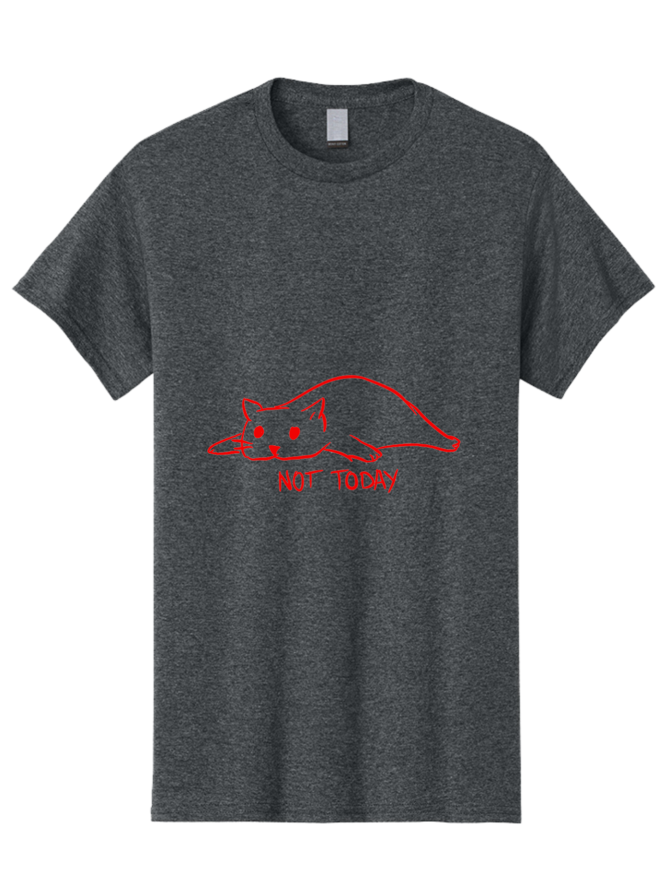 Not-Today-Cat Men'S Graphic Tee, 100% Cotton, Comfortable Casual Summer Wear, Machine Washable, Lazy Cat, Relaxed Cat, Cat Saying No, Not Today Quote, Funny Cat Meme, Humorous Illustration, Cartoon Cat, Simple Drawing -  Aaa104