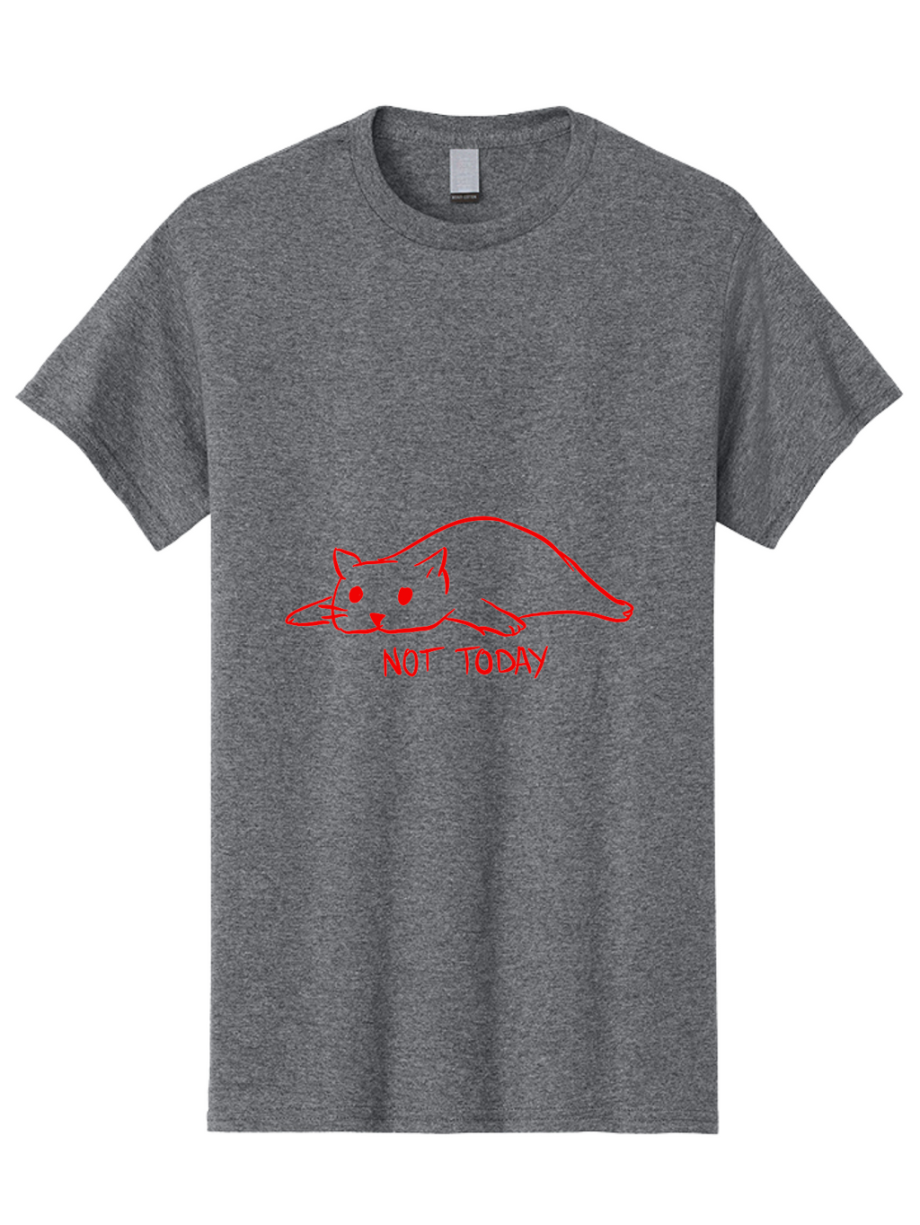Not-Today-Cat Men'S Graphic Tee, 100% Cotton, Comfortable Casual Summer Wear, Machine Washable, Lazy Cat, Relaxed Cat, Cat Saying No, Not Today Quote, Funny Cat Meme, Humorous Illustration, Cartoon Cat, Simple Drawing -  Aaa104