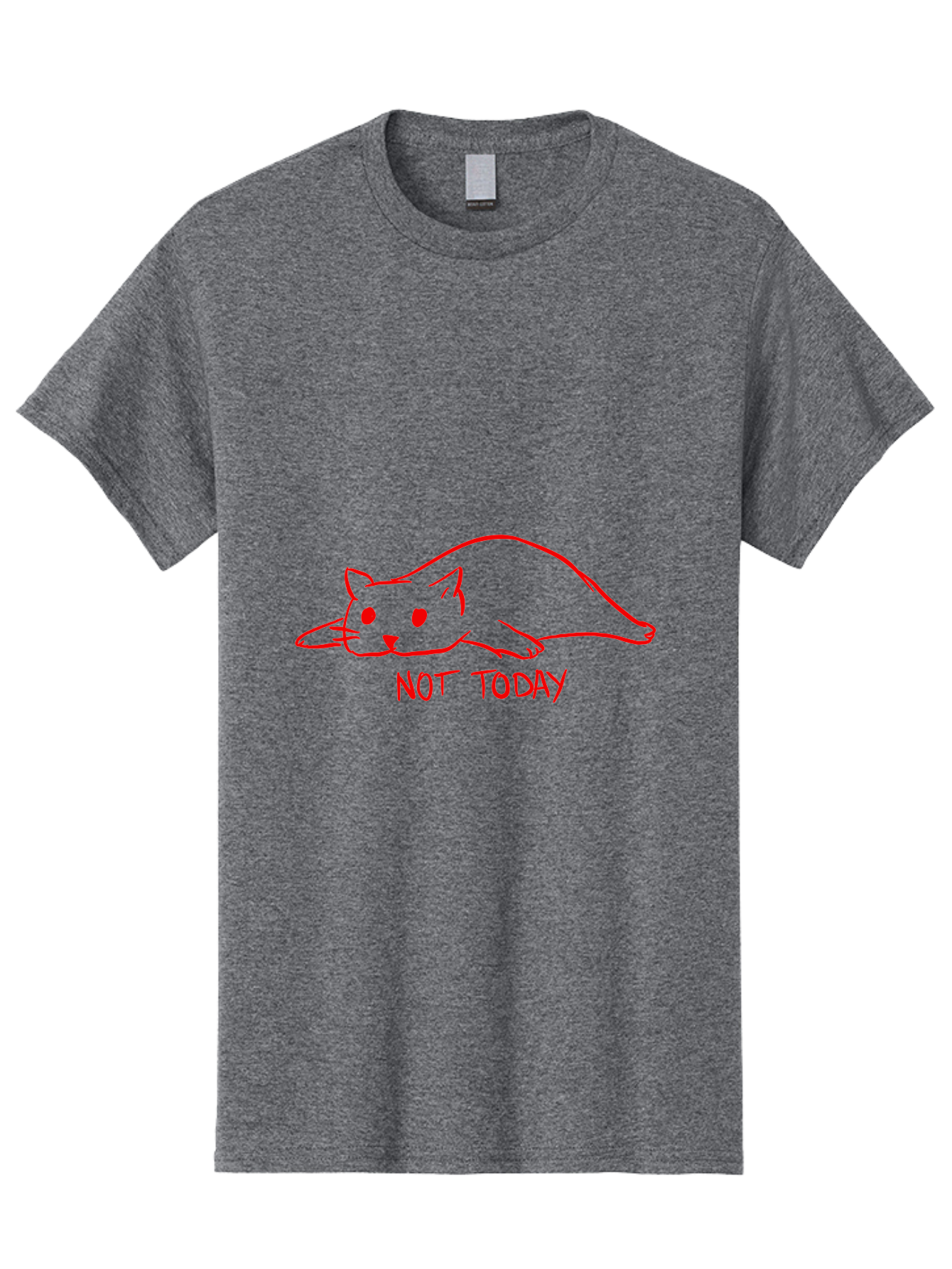 Not-Today-Cat Men'S Graphic Tee, 100% Cotton, Comfortable Casual Summer Wear, Machine Washable, Lazy Cat, Relaxed Cat, Cat Saying No, Not Today Quote, Funny Cat Meme, Humorous Illustration, Cartoon Cat, Simple Drawing -  Aaa104