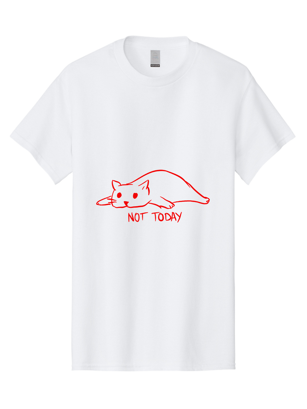 Not-Today-Cat Men'S Graphic Tee, 100% Cotton, Comfortable Casual Summer Wear, Machine Washable, Lazy Cat, Relaxed Cat, Cat Saying No, Not Today Quote, Funny Cat Meme, Humorous Illustration, Cartoon Cat, Simple Drawing -  Aaa104