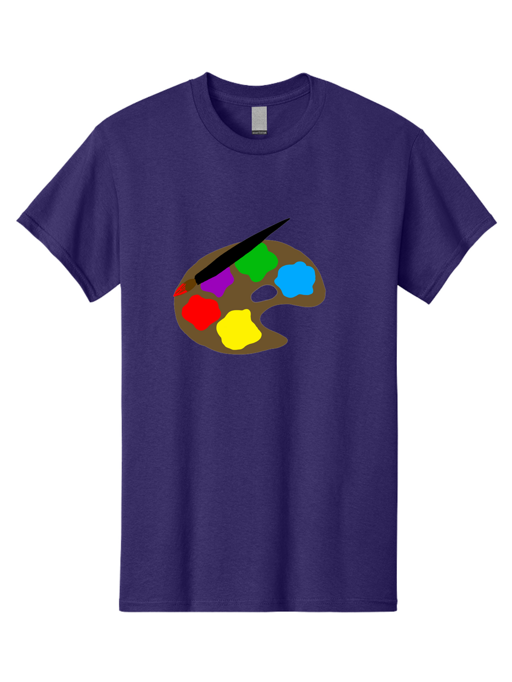 Paint-Palette Men'S Graphic Tee, 100% Cotton, Comfortable Casual Summer Wear, Machine Washable, Artist'S Palette, Painting Supplies, Colorful Paints, Artistic Tools, Creative Expression, Vibrant Colors, Red, Yellow, Blue, Green, Purple -  Aaa107