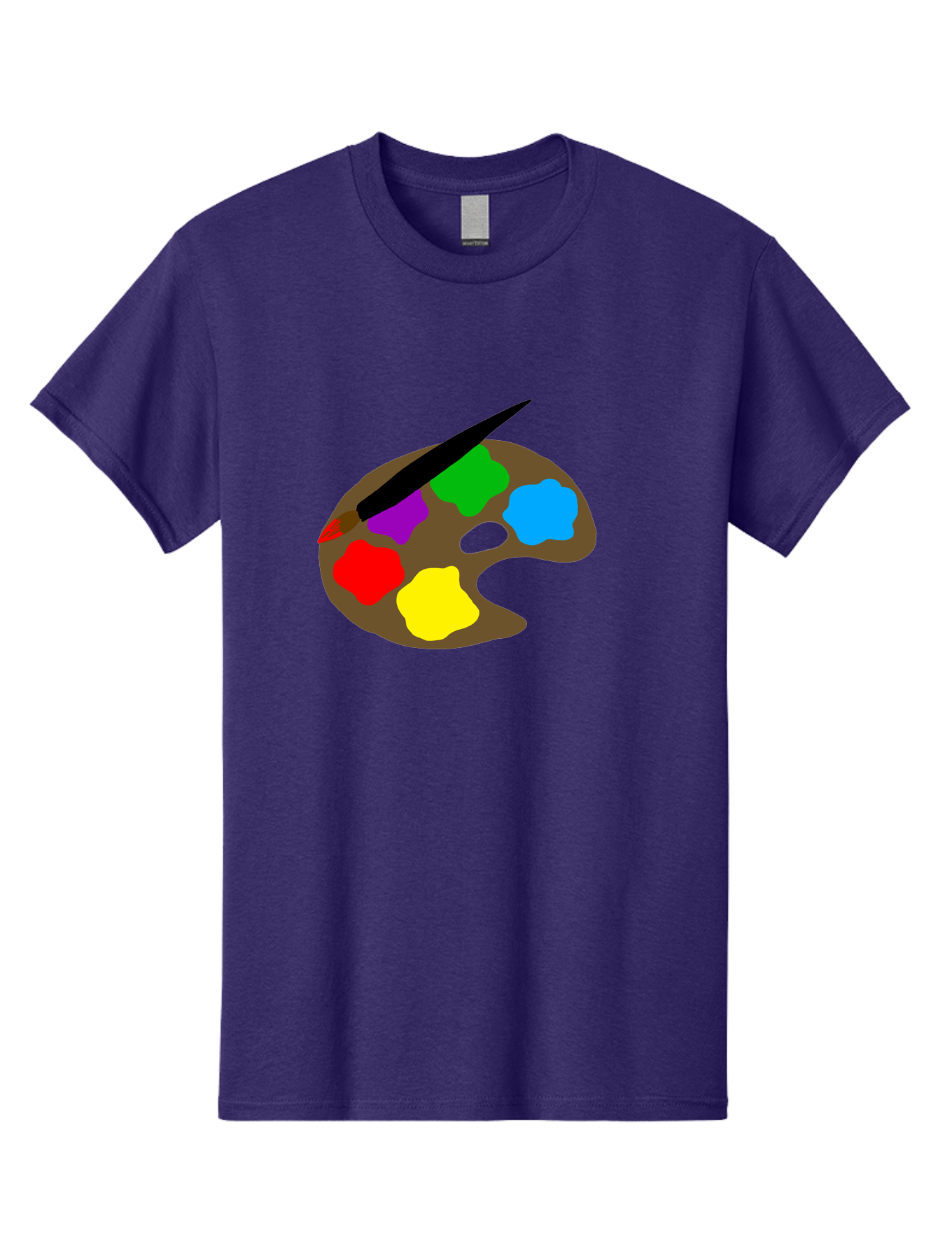Paint-Palette Men'S Graphic Tee, 100% Cotton, Comfortable Casual Summer Wear, Machine Washable, Artist'S Palette, Painting Supplies, Colorful Paints, Artistic Tools, Creative Expression, Vibrant Colors, Red, Yellow, Blue, Green, Purple -  Aaa107
