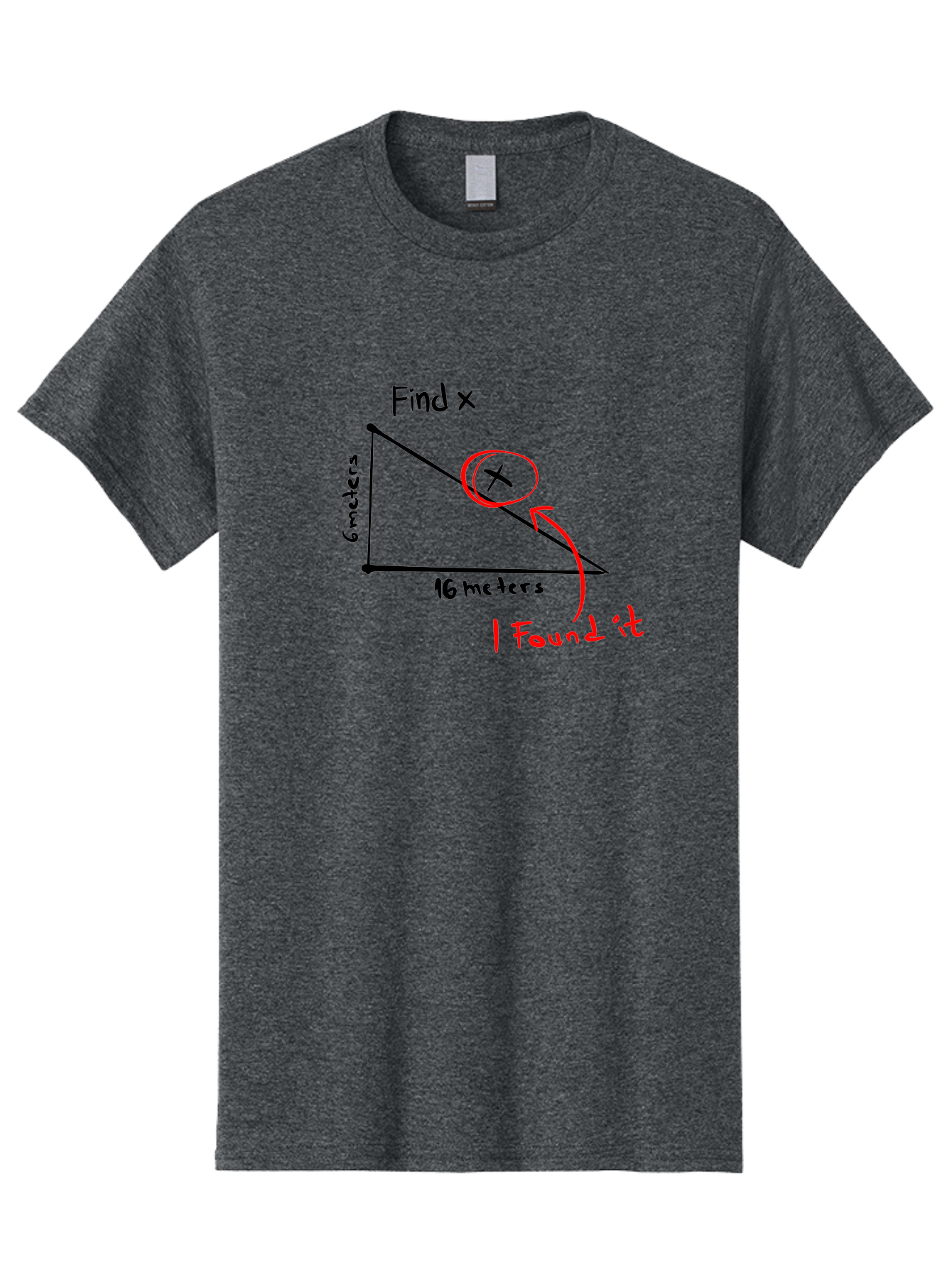 Right-Triangle-Problem Men'S Graphic Tee, 100% Cotton, Comfortable Casual Summer Wear, Machine Washable, Right Triangle, 6 Meters, 16 Meters, Find X, Pythagorean Theorem, Geometry Problem, Trigonometry, Math Exercise, Solve For X -  Aaa115