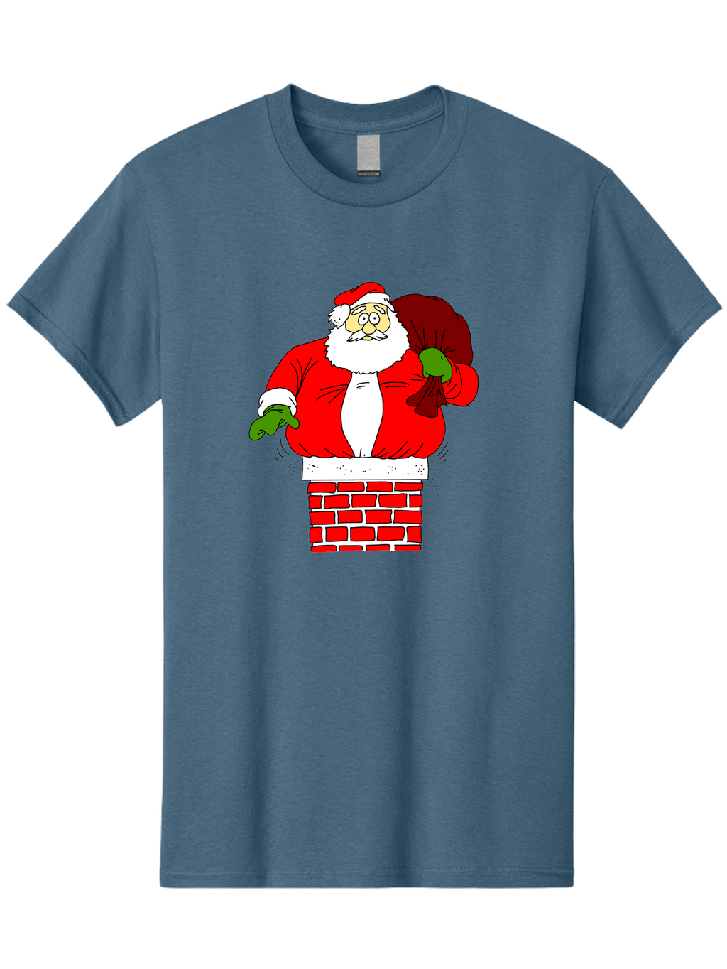 Santa-Claus Men'S Graphic Tee, 100% Cotton, Comfortable Casual Summer Wear, Machine Washable, Santa Claus Emerging From A Chimney, Christmas Magic, Festive Season, Holiday Cheer, Jolly Old Man, Gift Giving, Red Suit, White Beard, -  Aaa118