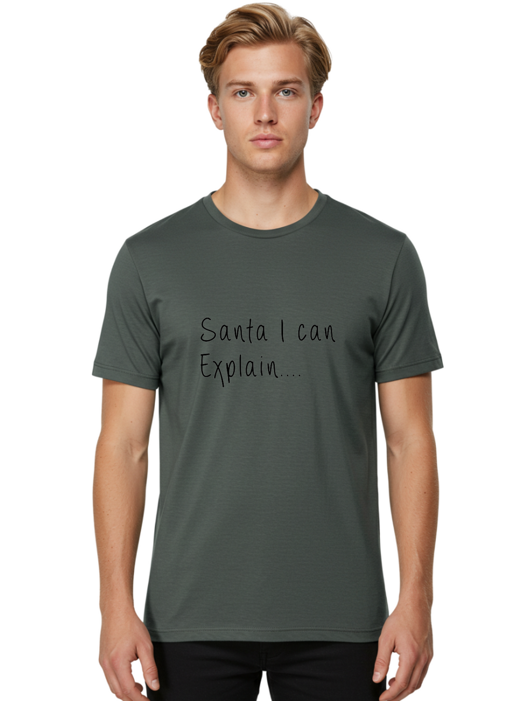 Santa-I-Can-Explain Men'S Graphic Tee, 100% Cotton, Comfortable Casual Summer Wear, Machine Washable, Funny Christmas Meme, Santa I Can Explain, Humorous Apology, Playful Christmas Joke, Festive Humor, Naughty List, Christmas Humor -  Aaa119