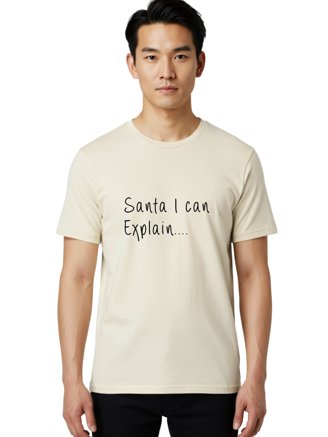 Santa-I-Can-Explain Men'S Graphic Tee, 100% Cotton, Comfortable Casual Summer Wear, Machine Washable, Funny Christmas Meme, Santa I Can Explain, Humorous Apology, Playful Christmas Joke, Festive Humor, Naughty List, Christmas Humor -  Aaa119