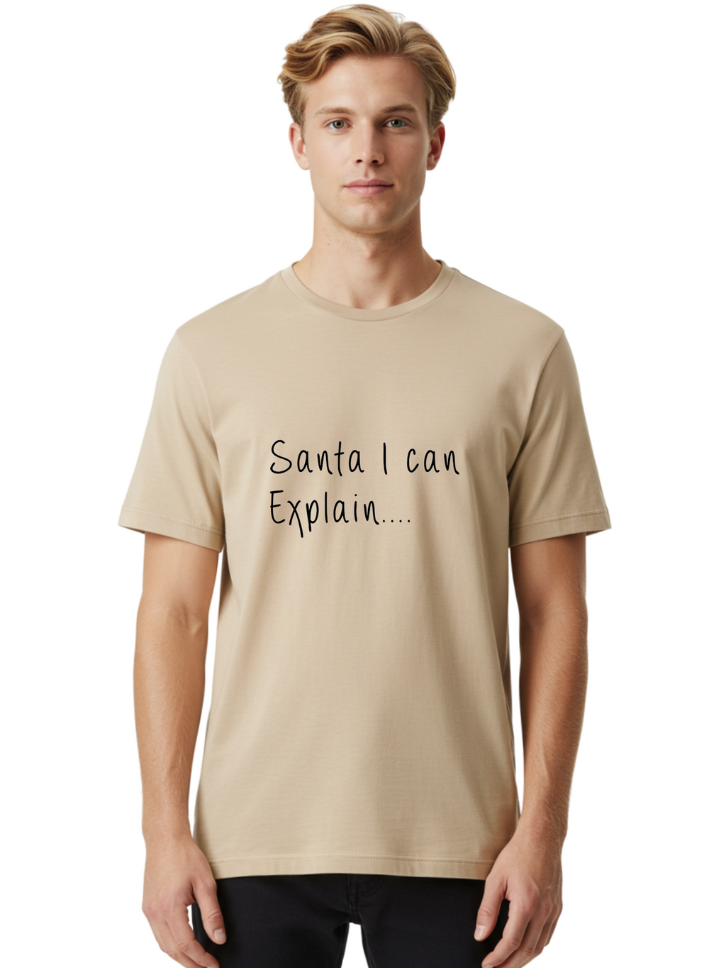 Santa-I-Can-Explain Men'S Graphic Tee, 100% Cotton, Comfortable Casual Summer Wear, Machine Washable, Funny Christmas Meme, Santa I Can Explain, Humorous Apology, Playful Christmas Joke, Festive Humor, Naughty List, Christmas Humor -  Aaa119
