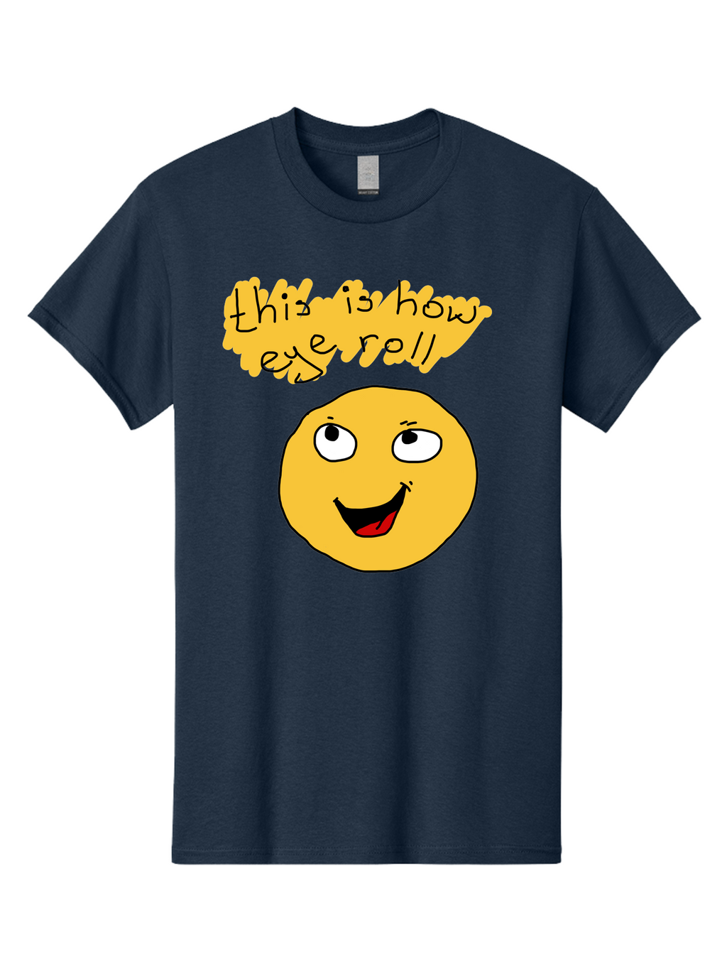 This-Is-How-Eye-Roll Men'S Graphic Tee, 100% Cotton, Comfortable Casual Summer Wear, Machine Washable, Funny Emoticon, Eye Roll Meme, Cartoon Character, Humorous Expression, Playful Humor, Sarcastic Face, Smiling Emoji, Laugh Out Loud -  Aaa131