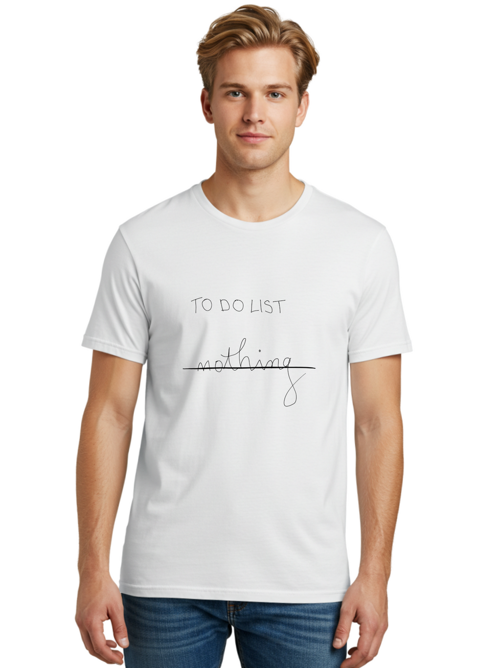 To-Do-List Men'S Graphic Tee, 100% Cotton, Comfortable Casual Summer Wear, Machine Washable, To-Do List, Nothing To Do, Crossed Off Task, Productivity Humor, Procrastination, Relaxed Attitude, Lazy Day, Task Completion -  Aaa133