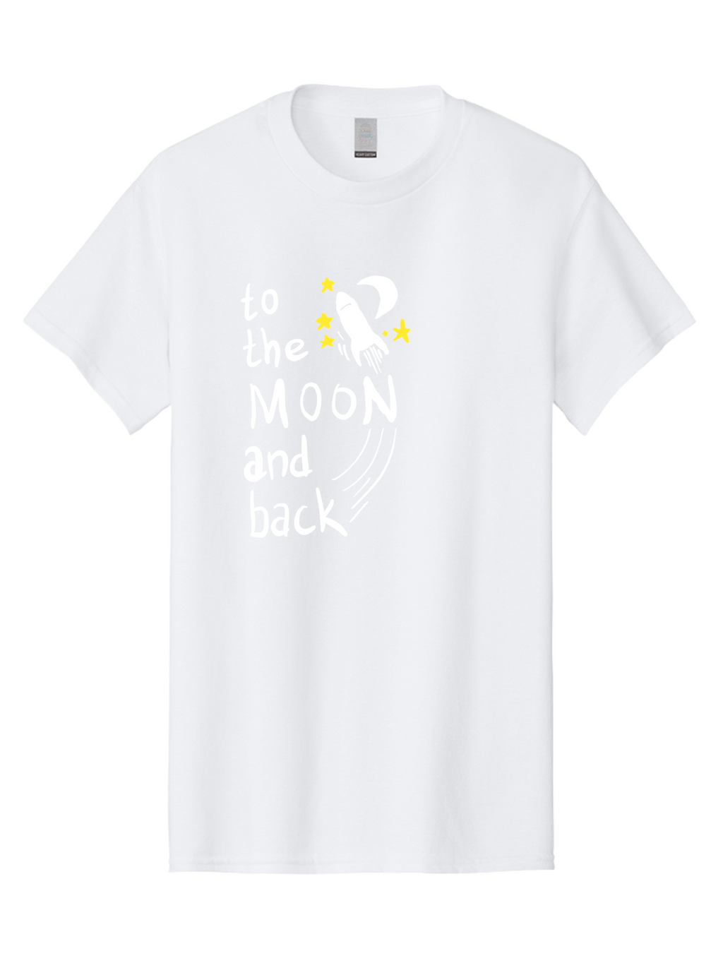 To-The-Moon-And-Back Men'S Graphic Tee, 100% Cotton, Comfortable Casual Summer Wear, Machine Washable, Space Travel, Rocket Ship, Moon Adventure, Love Phrase, Starry Night, Celestial Journey, Quirky Typography, Whimsical Illustration -  Aaa134