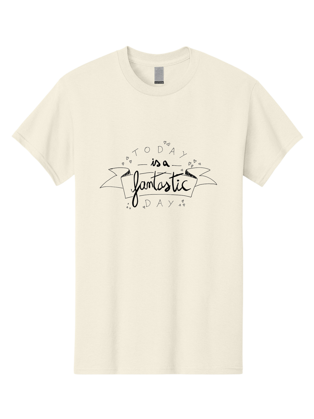 Today-Is-A-Fantastic-Day Men'S Graphic Tee, 100% Cotton, Comfortable Casual Summer Wear, Machine Washable, Motivational Quote, Inspirational Message, Positive Vibes, Daily Affirmation, Handwritten Font, Decorative Banner, Heart Shapes -  Aaa135