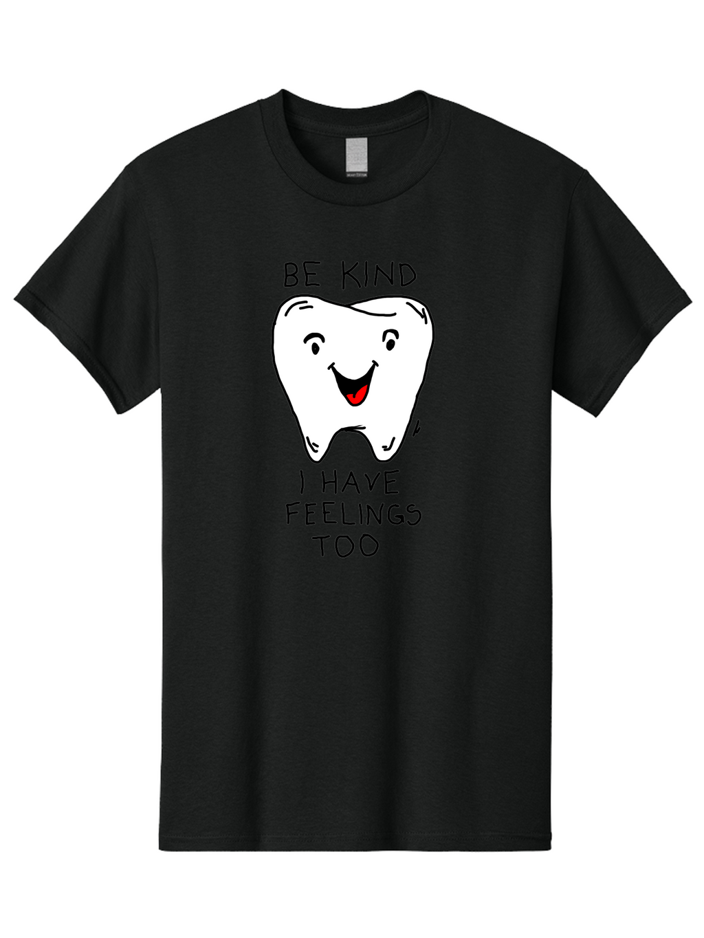 Tooth-With-Feeling Men'S Graphic Tee, 100% Cotton, Comfortable Casual Summer Wear, Machine Washable, Funny Tooth Character, Dental Care, Kindness Matters, Tooth With Feelings, Humorous Illustration, Cartoon Tooth, Be Kind, -  Aaa136