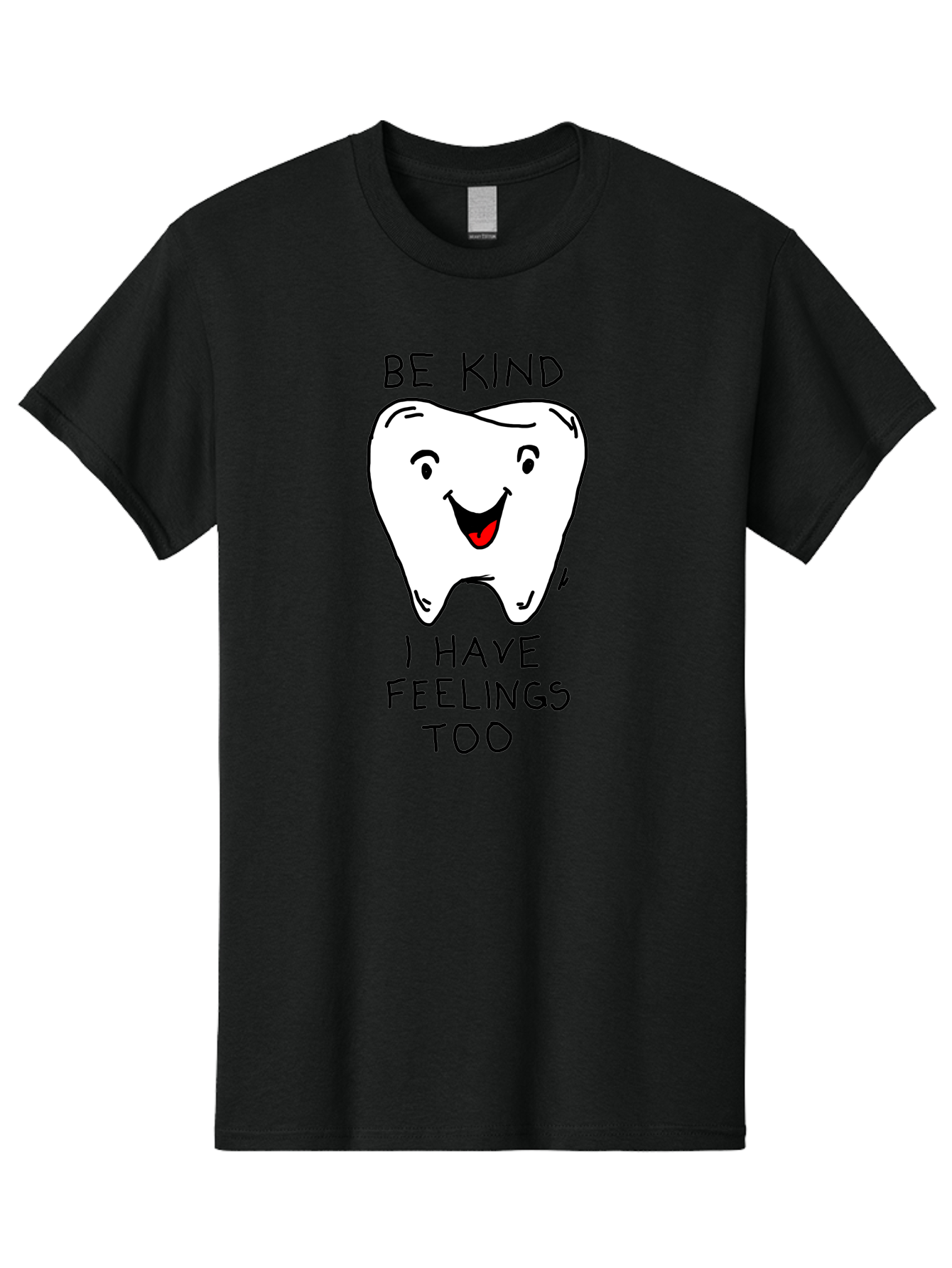 Tooth-With-Feeling Men'S Graphic Tee, 100% Cotton, Comfortable Casual Summer Wear, Machine Washable, Funny Tooth Character, Dental Care, Kindness Matters, Tooth With Feelings, Humorous Illustration, Cartoon Tooth, Be Kind, -  Aaa136