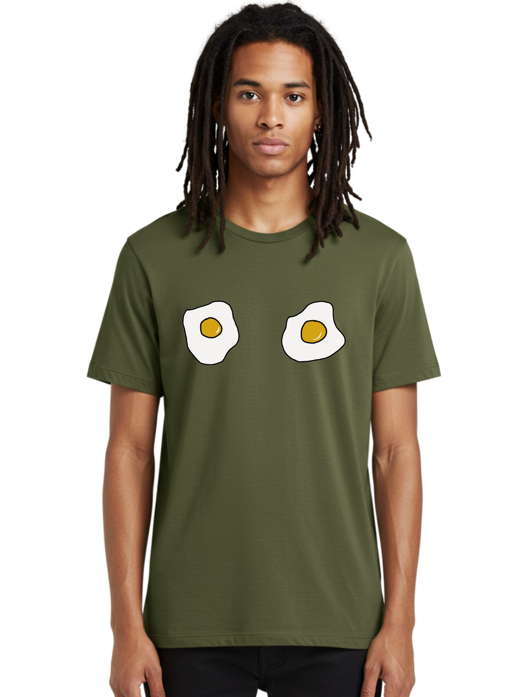 Two-Fried-Eggs Men'S Graphic Tee, 100% Cotton, Comfortable Casual Summer Wear, Machine Washable, Fried Eggs, Egg Yolks, Breakfast Food, Cartoon Eggs, Simple Illustration, Food Graphics, Egg Illustration -  Aaa137