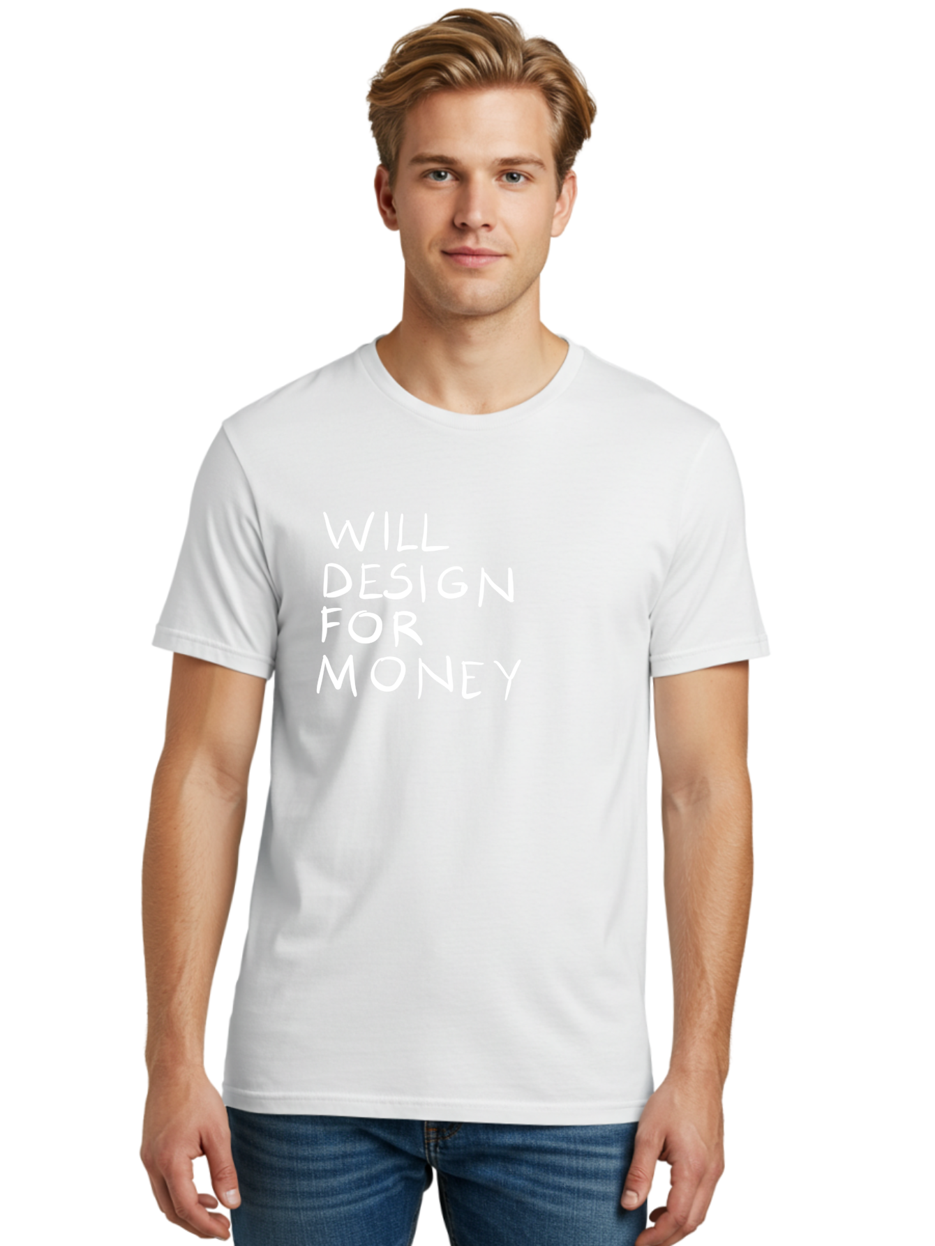 Will-Design-For-Money Men'S Graphic Tee, 100% Cotton, Comfortable Casual Summer Wear, Machine Washable, Graphic Design Services, Freelance Designer, Design For Hire, Money Making Opportunities, Professional Design Solutions, Custom Graphics -  Aaa140