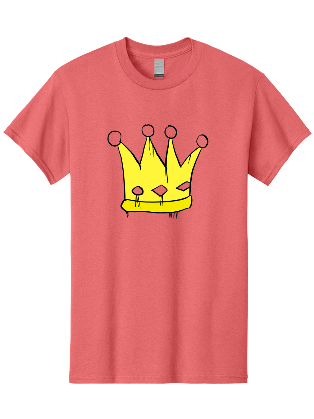 Yellow-Crown Men'S Graphic Tee, 100% Cotton, Comfortable Casual Summer Wear, Machine Washable, Yellow Crown, Royal Symbol, Regal Headwear, Cartoon Style, Simple Design, Bold Lines, Simple Graphics, Monarch Emblem -  Aaa146