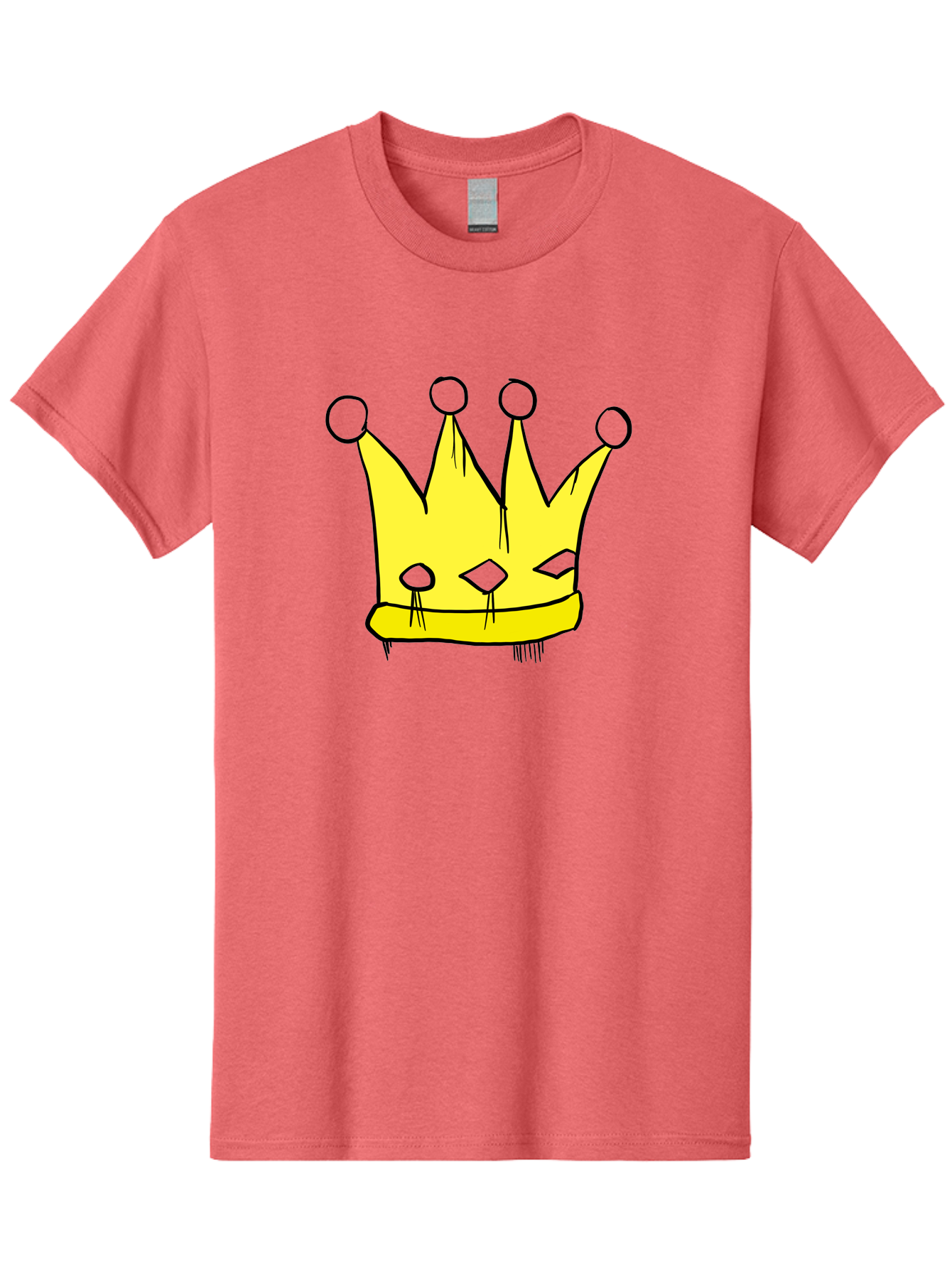 Yellow-Crown Men'S Graphic Tee, 100% Cotton, Comfortable Casual Summer Wear, Machine Washable, Yellow Crown, Royal Symbol, Regal Headwear, Cartoon Style, Simple Design, Bold Lines, Simple Graphics, Monarch Emblem -  Aaa146