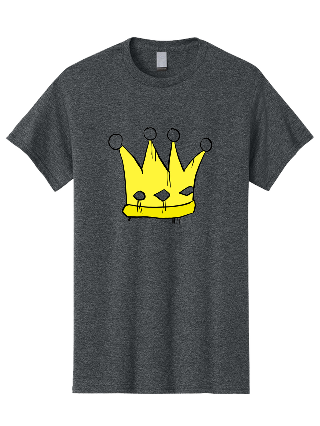 Yellow-Crown Men'S Graphic Tee, 100% Cotton, Comfortable Casual Summer Wear, Machine Washable, Yellow Crown, Royal Symbol, Regal Headwear, Cartoon Style, Simple Design, Bold Lines, Simple Graphics, Monarch Emblem -  Aaa146
