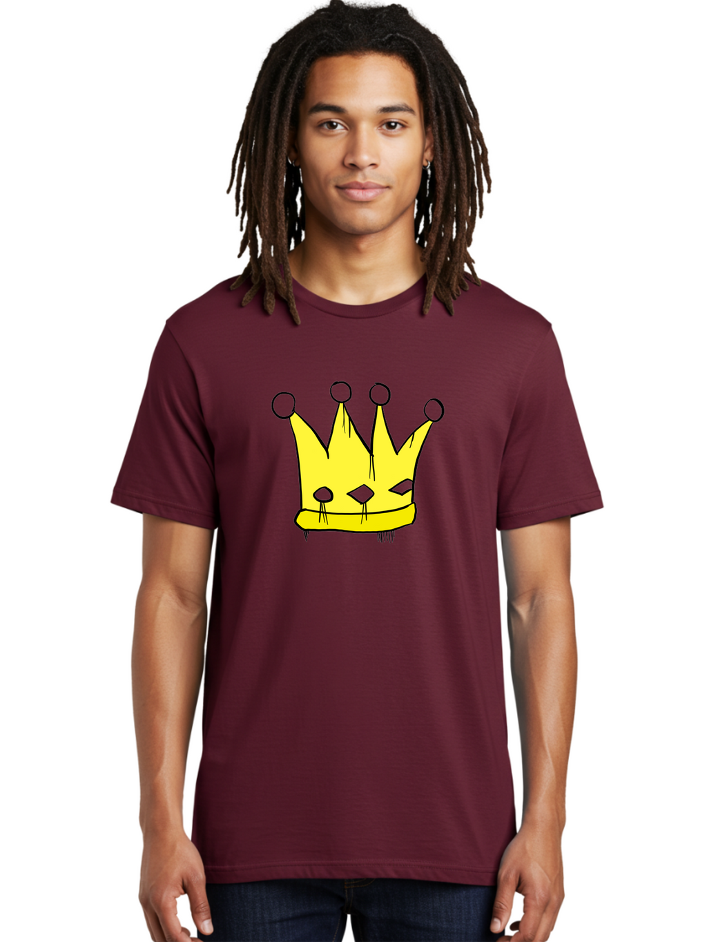 Yellow-Crown Men'S Graphic Tee, 100% Cotton, Comfortable Casual Summer Wear, Machine Washable, Yellow Crown, Royal Symbol, Regal Headwear, Cartoon Style, Simple Design, Bold Lines, Simple Graphics, Monarch Emblem -  Aaa146