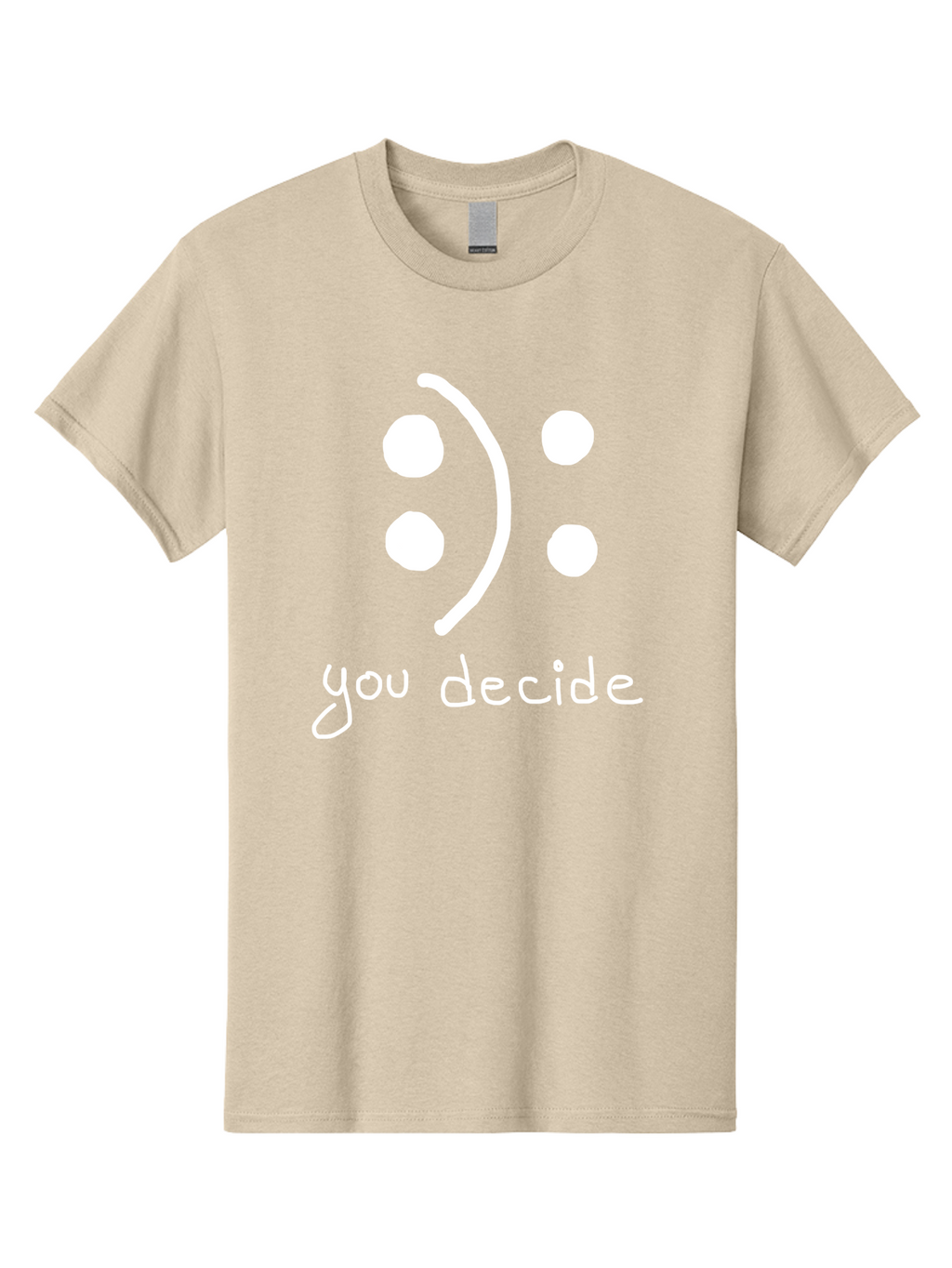 You-Decide Men'S Graphic Tee, 100% Cotton, Comfortable Casual Summer Wear, Machine Washable, Smiley Face, Emoticon, Decision Making, Positive Vibes, Empowerment, Choice, Freedom, Happiness, Optimism -  Aaa149