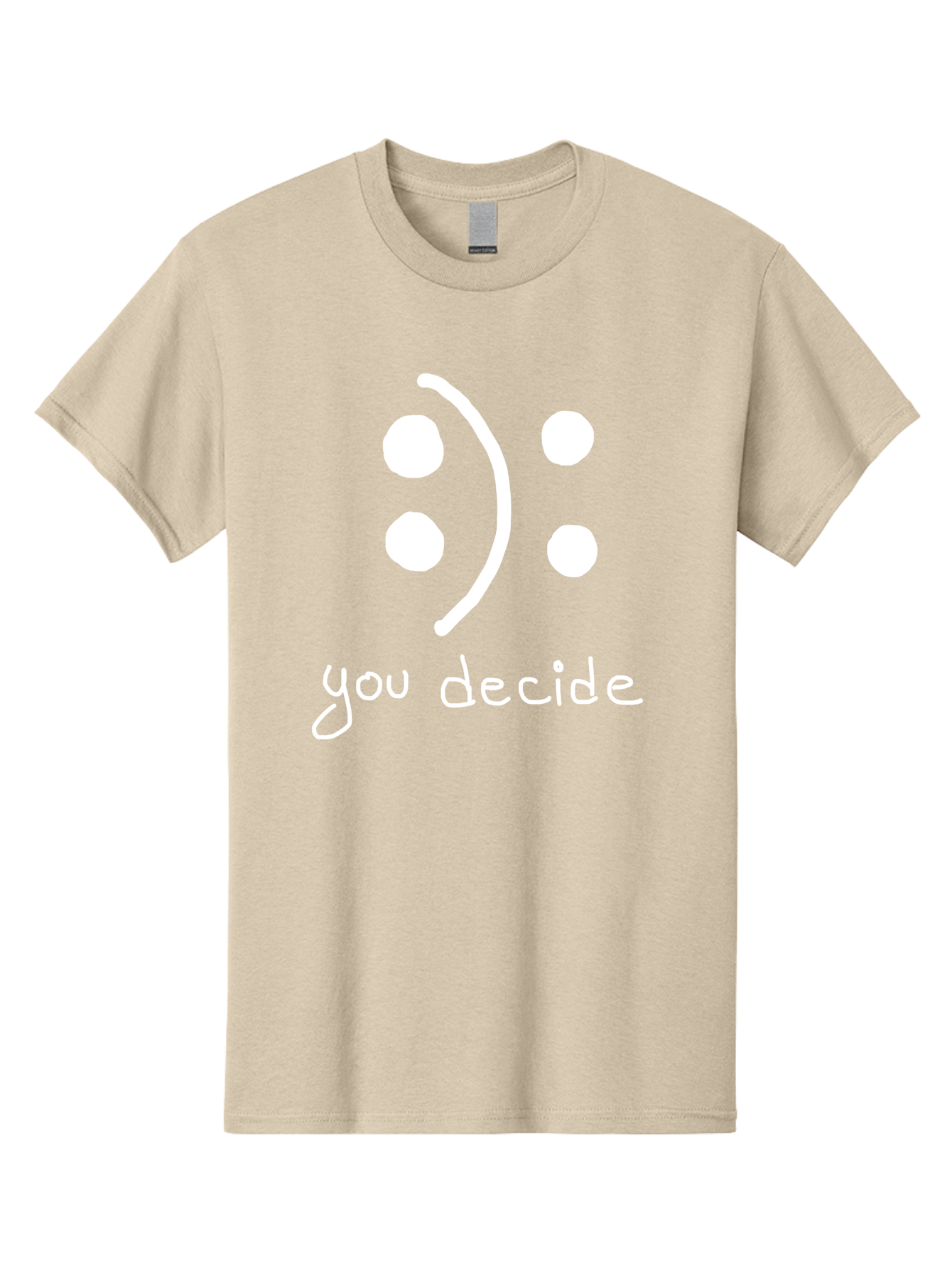 You-Decide Men'S Graphic Tee, 100% Cotton, Comfortable Casual Summer Wear, Machine Washable, Smiley Face, Emoticon, Decision Making, Positive Vibes, Empowerment, Choice, Freedom, Happiness, Optimism -  Aaa149