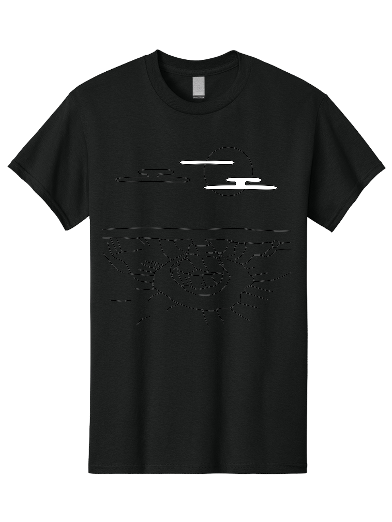 Abstract-Hand Men'S Graphic Tee, 100% Cotton, Comfortable Casual Summer Wear, Machine Washable, Sun, Clouds, Spiral Shape, Abstract Art, Futuristic Design, Simple Shapes, Minimalist Style, Surreal Landscape -  Aaa154
